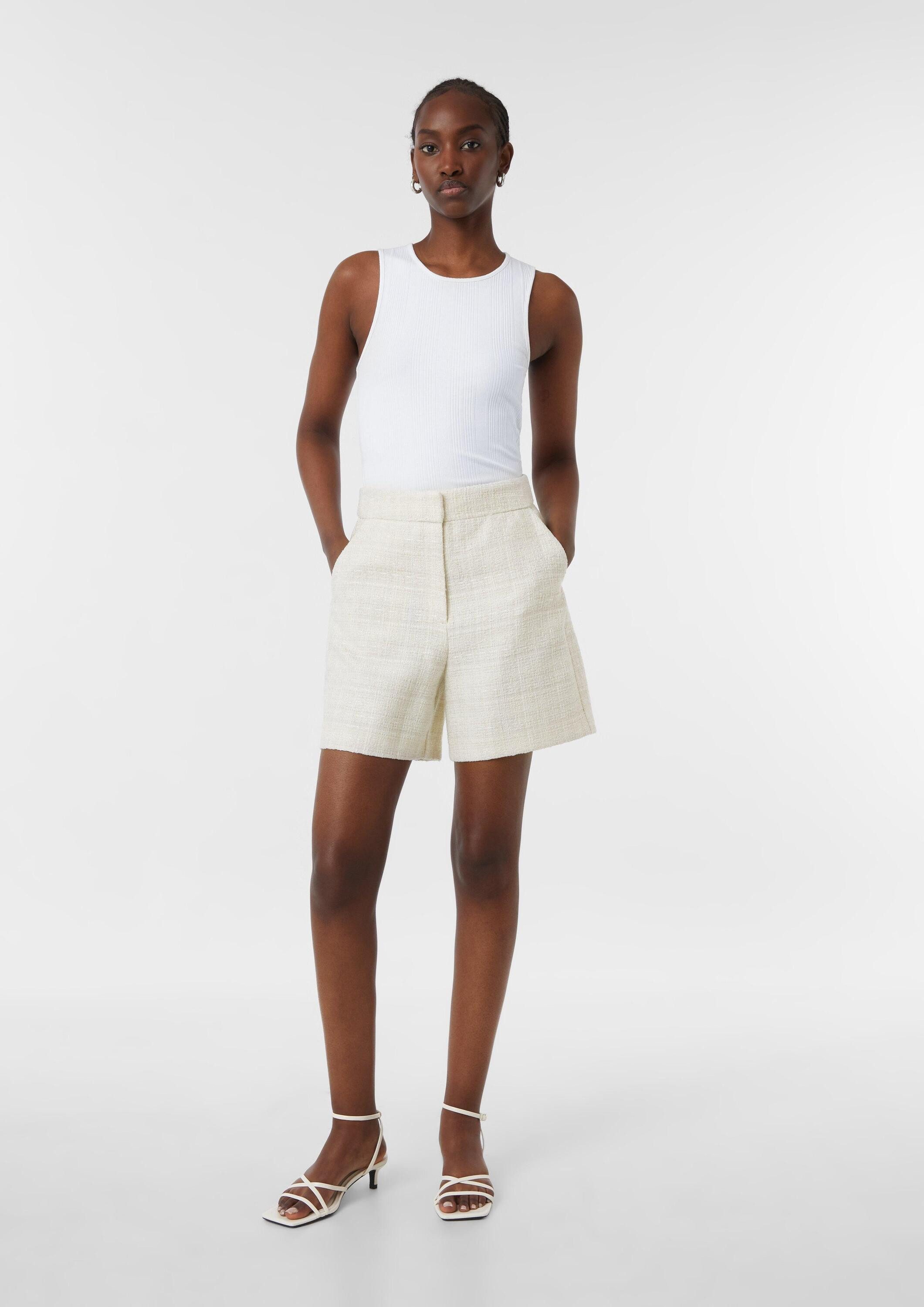 comma Shorts Hose Bouclé-Shorts mit dezentem Glitzergarn günstig online kaufen