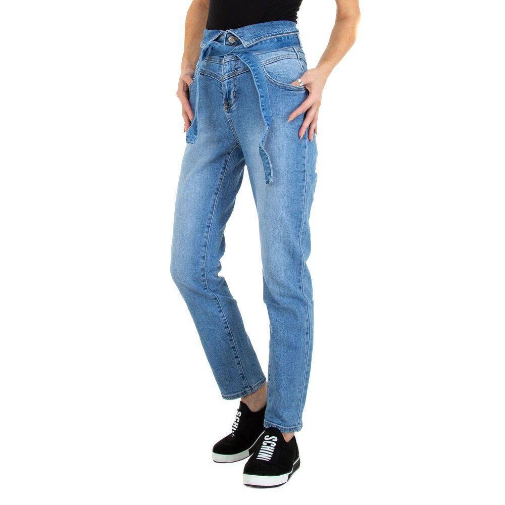 Jeans in High Waist Damen Blau Freizeit Ital-Design Stretch High-waist-Jeans