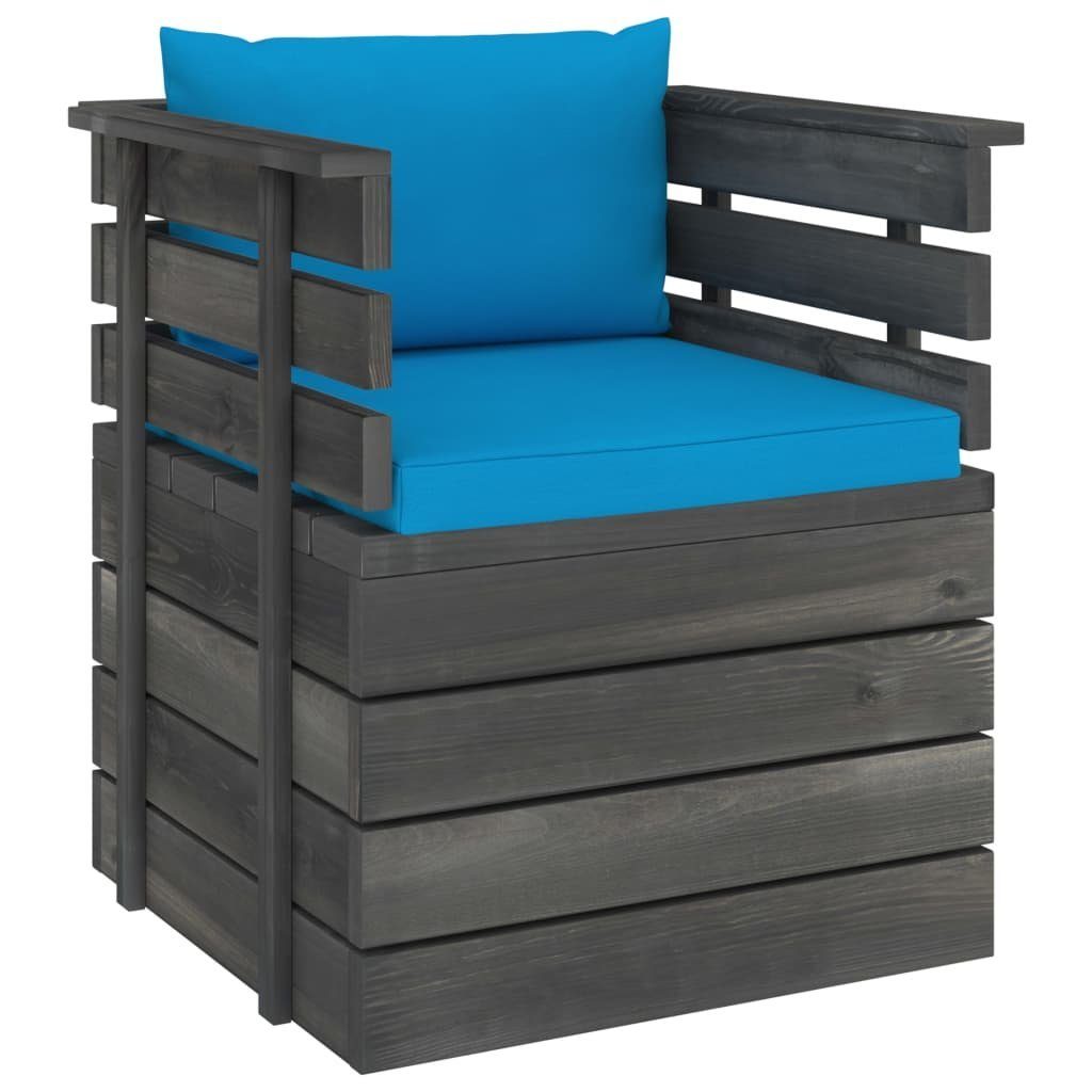 Garten-Sofagarnitur Paletten Hellblau Gartenlounge-Set (7-tlg) vidaXL mit Kissen 7-tlg. Kiefernholz, aus