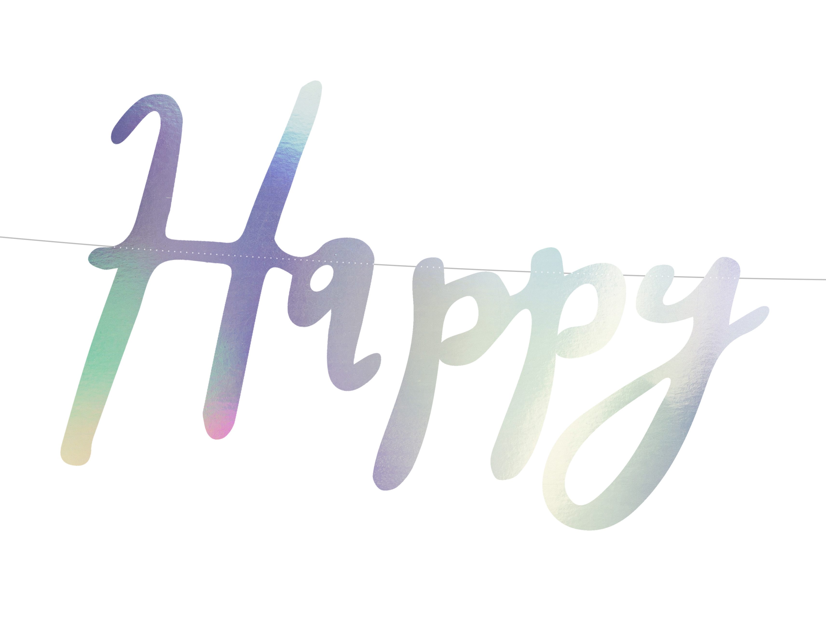 partydeco Hängedekoration Banner 'Happy Birthday' irisierend, 16.5x62cm
