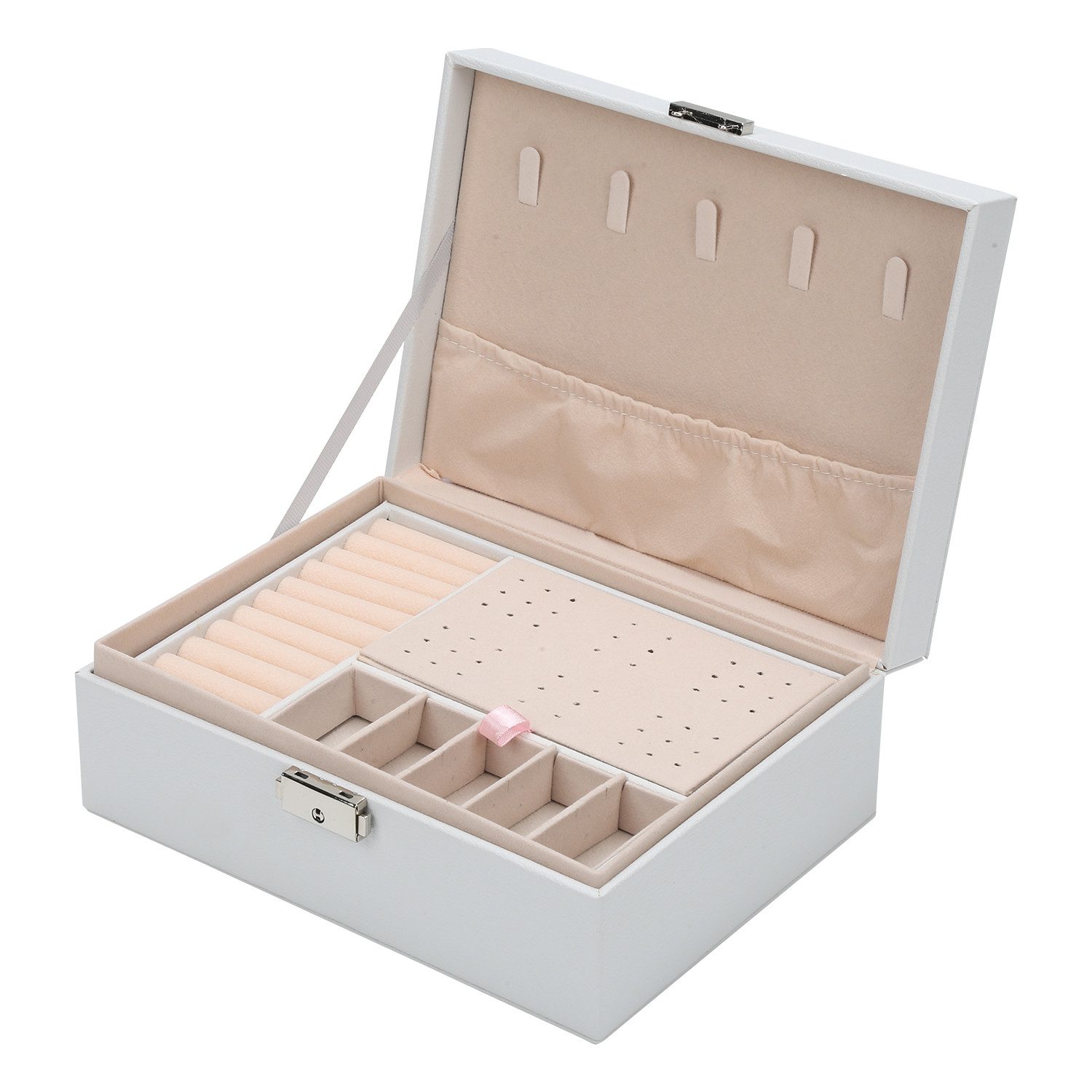 Clanmacy Schmuckkasten Schmuckkästchen, 2-lagige Schmuckschatulle, Damen Sc günstig online kaufen