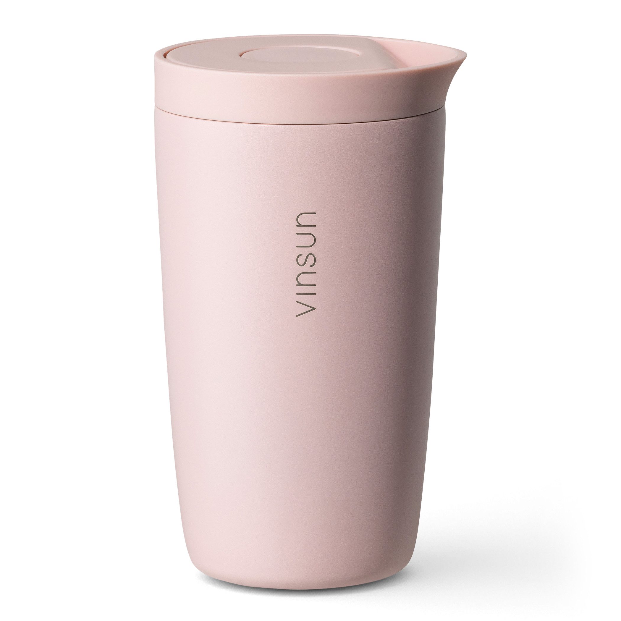 Vinsun Thermobecher Edelstahl Isolierbecher 350ml - Kaffeebecher to Go auslaufsicher, 2-tlg., Edelstahl, Doppelwandig, BPA frei, bruchfest, Einhandbedienung per Knopfdruck