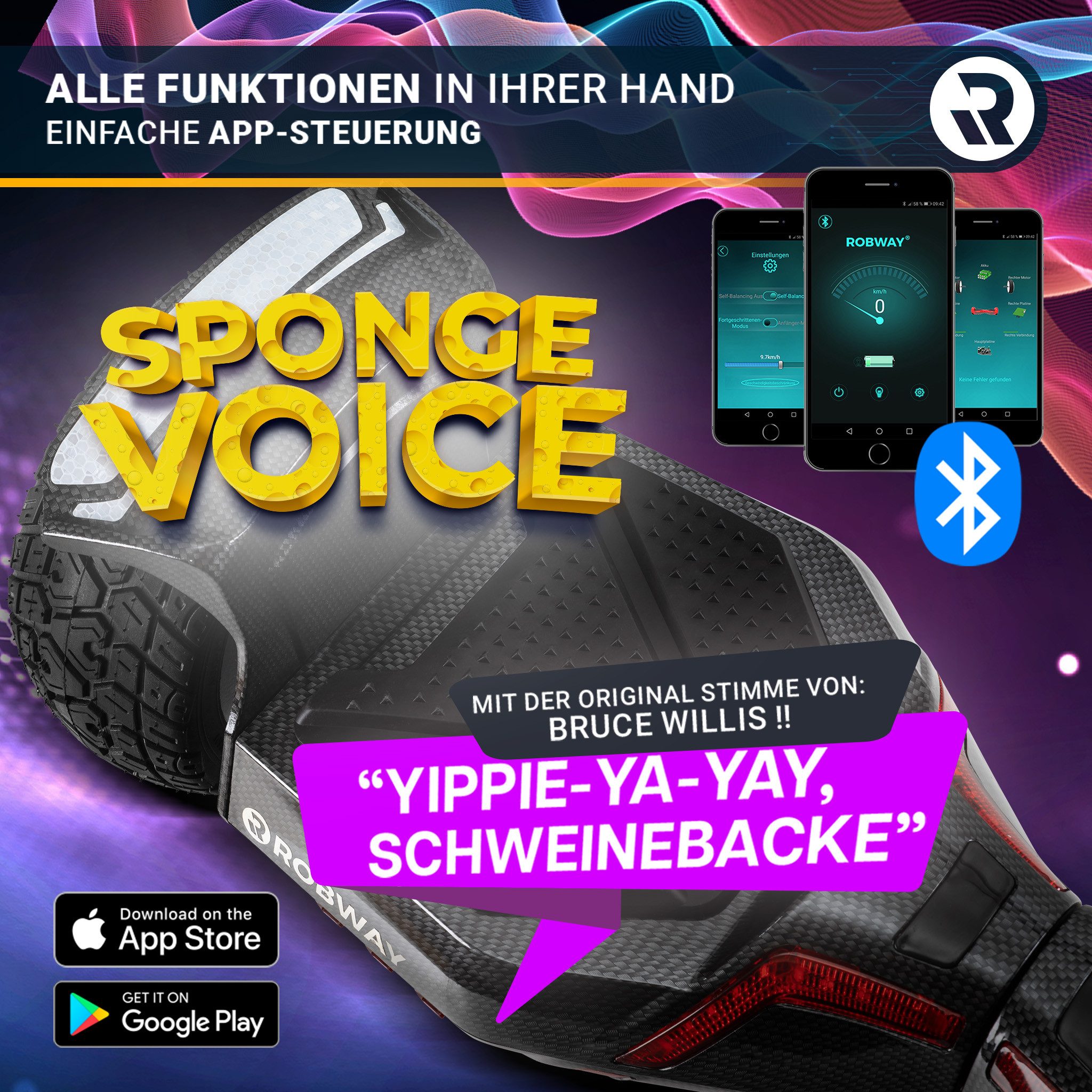 Thumbnail - Robway Balance Scooter Hoverboard Offroad X2 inkl. Samsung Akku 8,5” integrierte Lautsprecher, 700,00 W, 15,00 km/h, (Se...