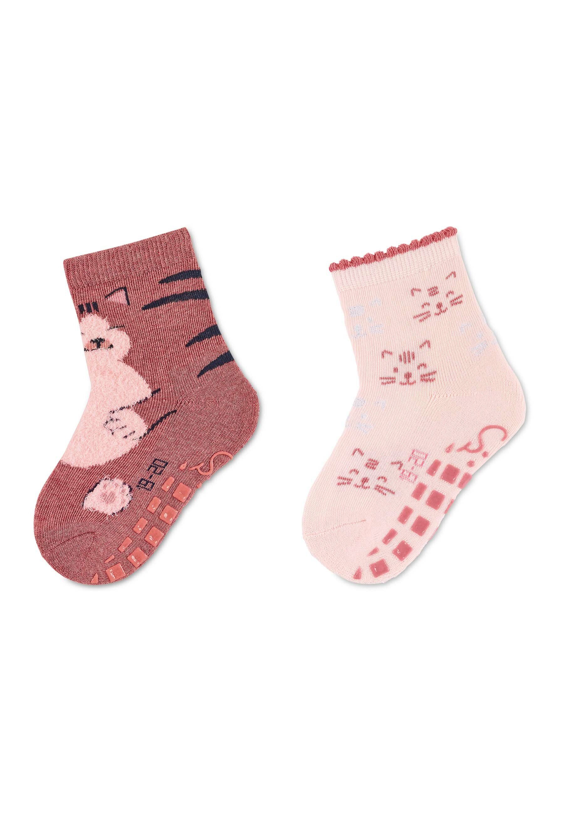 Sterntaler® ABS-Socken ABS Socken 2er-Pack Katze (2-Paar, 2er-Pack) ABS-Söckchen 2er-Pack mit Katzen-Motiv und Vollplüsch-Innensohle