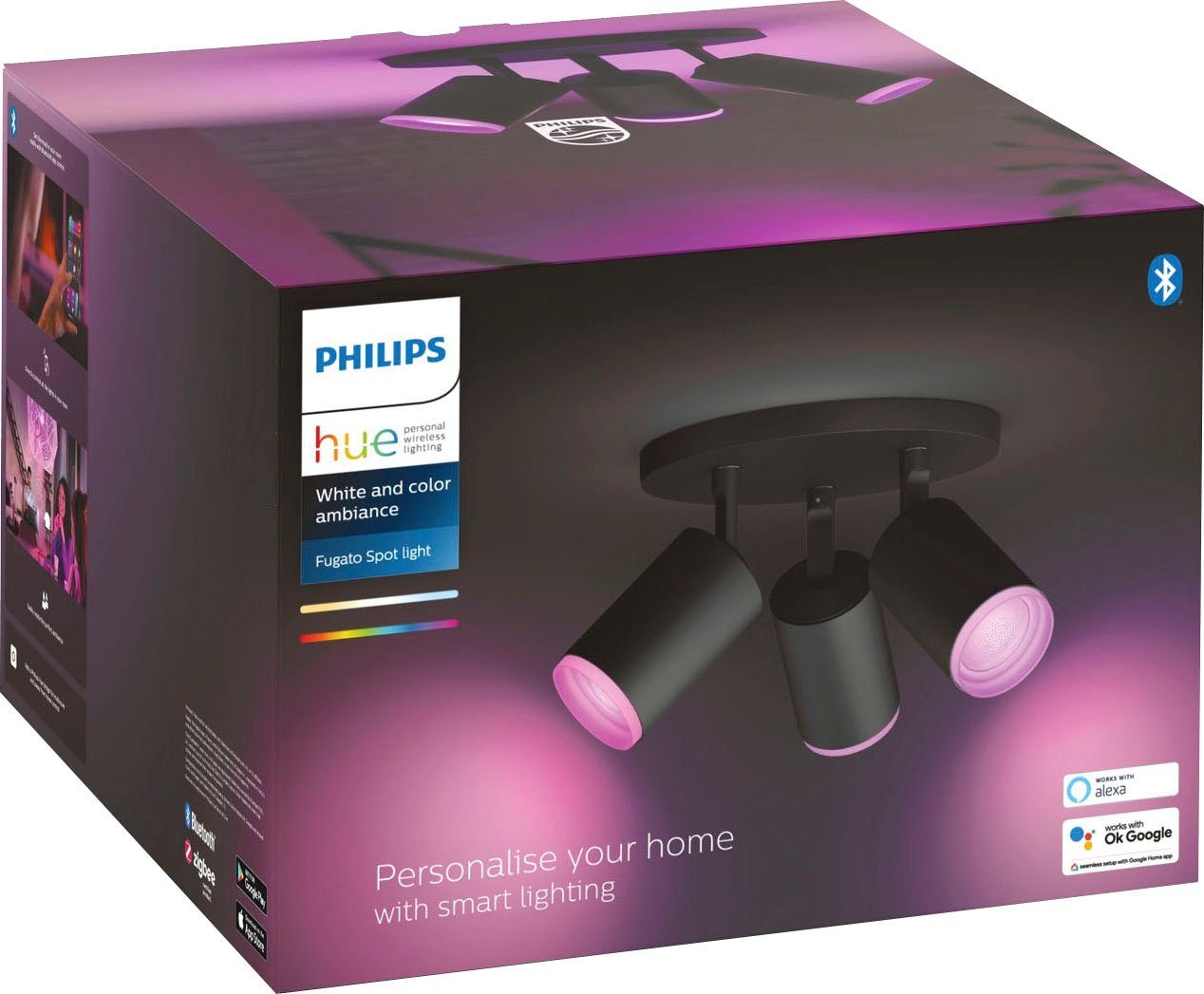 Philips Hue Fugato, Farbwechsler LED Leuchtmittel Dimmfunktion, wechselbar, Flutlichtstrahler
