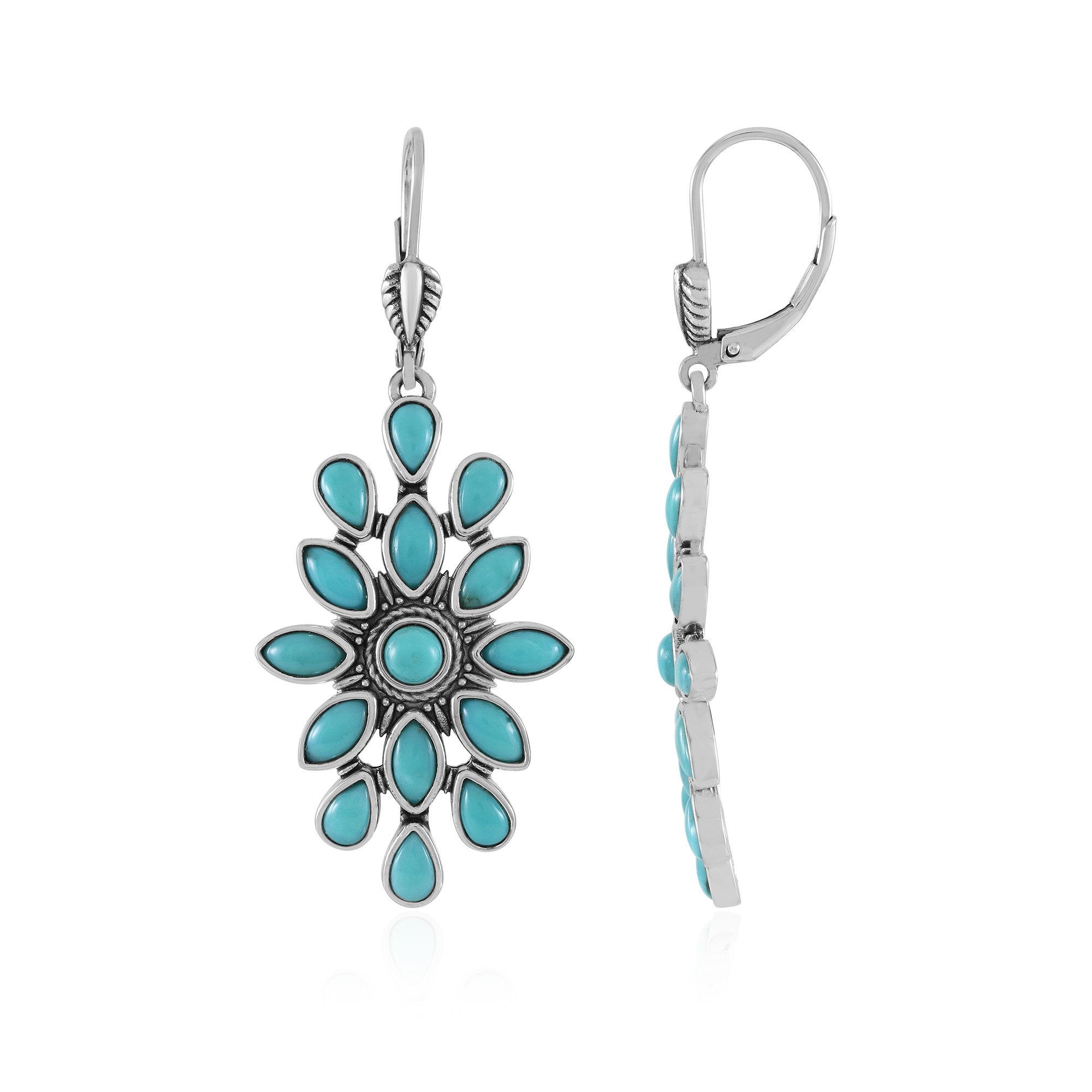 Cavill Ohrring-Set Cavill 5,73 ct Türkis Blüten-Ohrringe, 925 Silber, Damen (2-tlg)