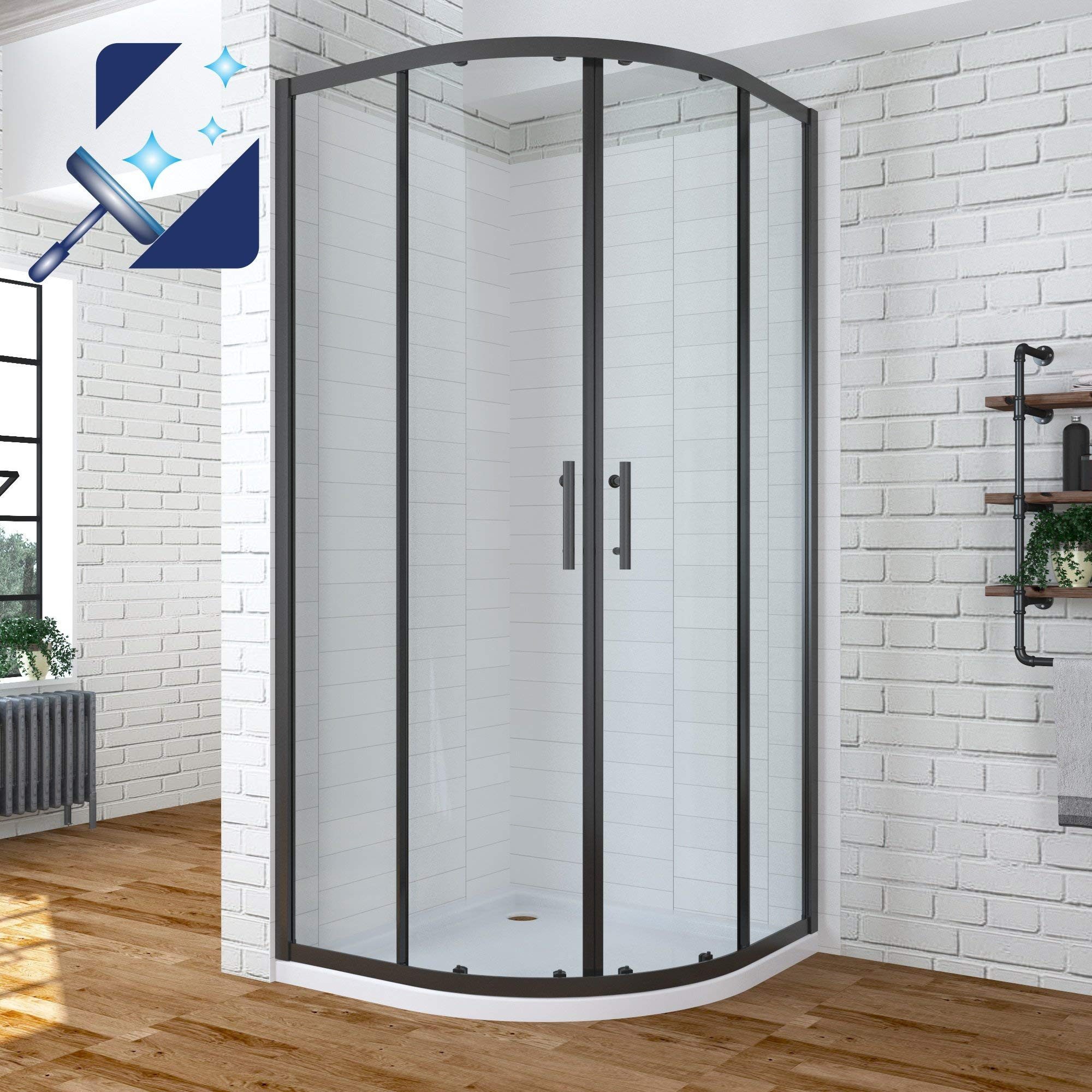 AQUABATOS Runddusche Duschkabine Viertelkreis Schwarz Runddusche günstig online kaufen