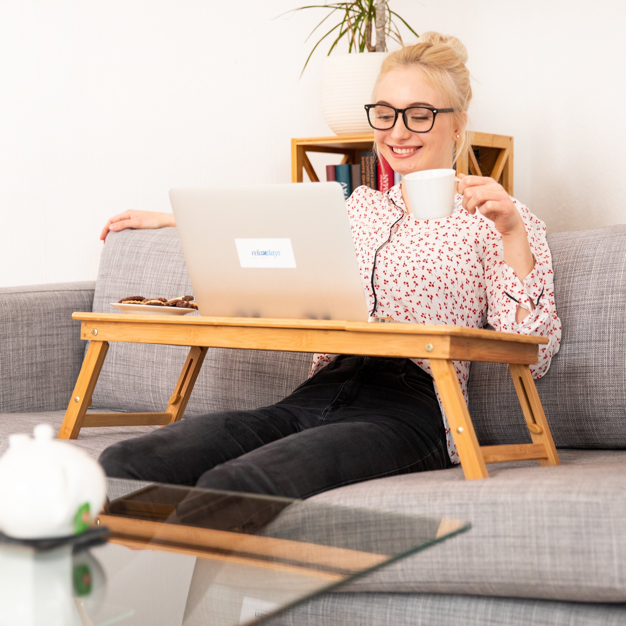 relaxdays Laptop Tablett Bambus Laptoptisch XL, Bambus günstig online kaufen