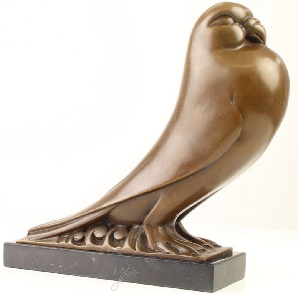 Casa Padrino Dekofigur Taube Dekofigur Schwarz / 31,3 - Luxus mit H. Bronzefigur x 29,2 9,5 Bronze x Marmorsockel cm