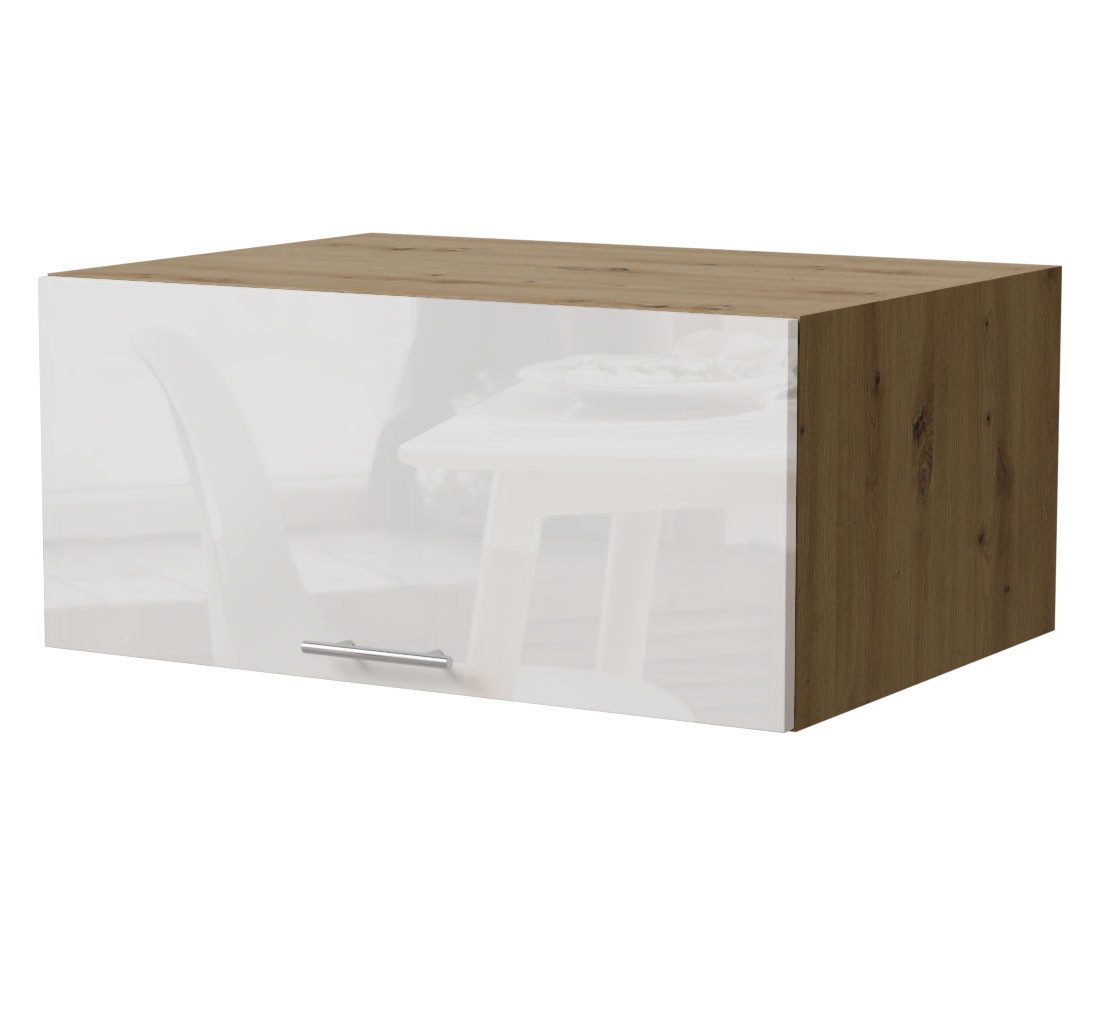 Feldmann-Wohnen Klapphängeschrank Essen (W6B/80, 1 Klappe, innen 1 Fach, 1-St., moderne Optik, lackierte Fronten) 80x59x36cm Eiche Artisan - weiß Hochglanz (ES-W6B/80)