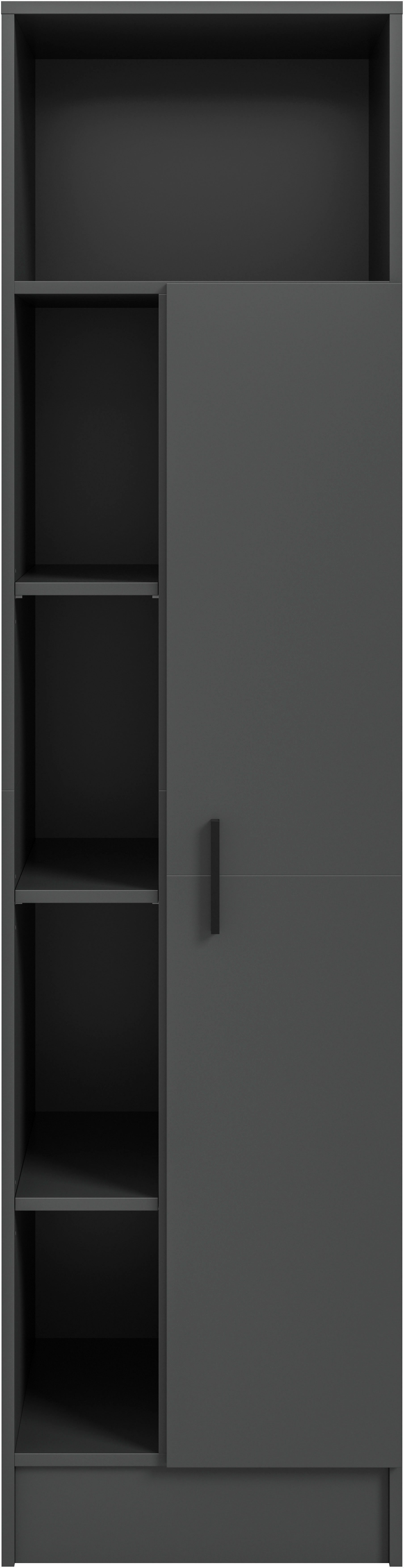 welltime Mehrzweckschrank FALAS, Höhe 195cm, 1 Tür, 1 Kleiderstange, 5 offene Fächer (1-St., in verschiedenen Farben erhältlich) Universalschrank, Wäscheschrank, Badezimmer, Hauswirtschaftsschrank