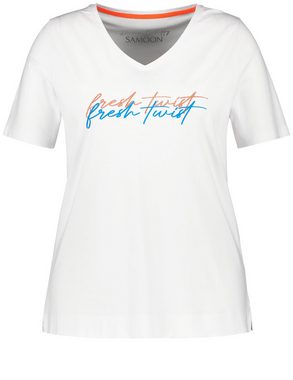 Samoon Kurzarmshirt T-Shirt mit verziertem Letterprint