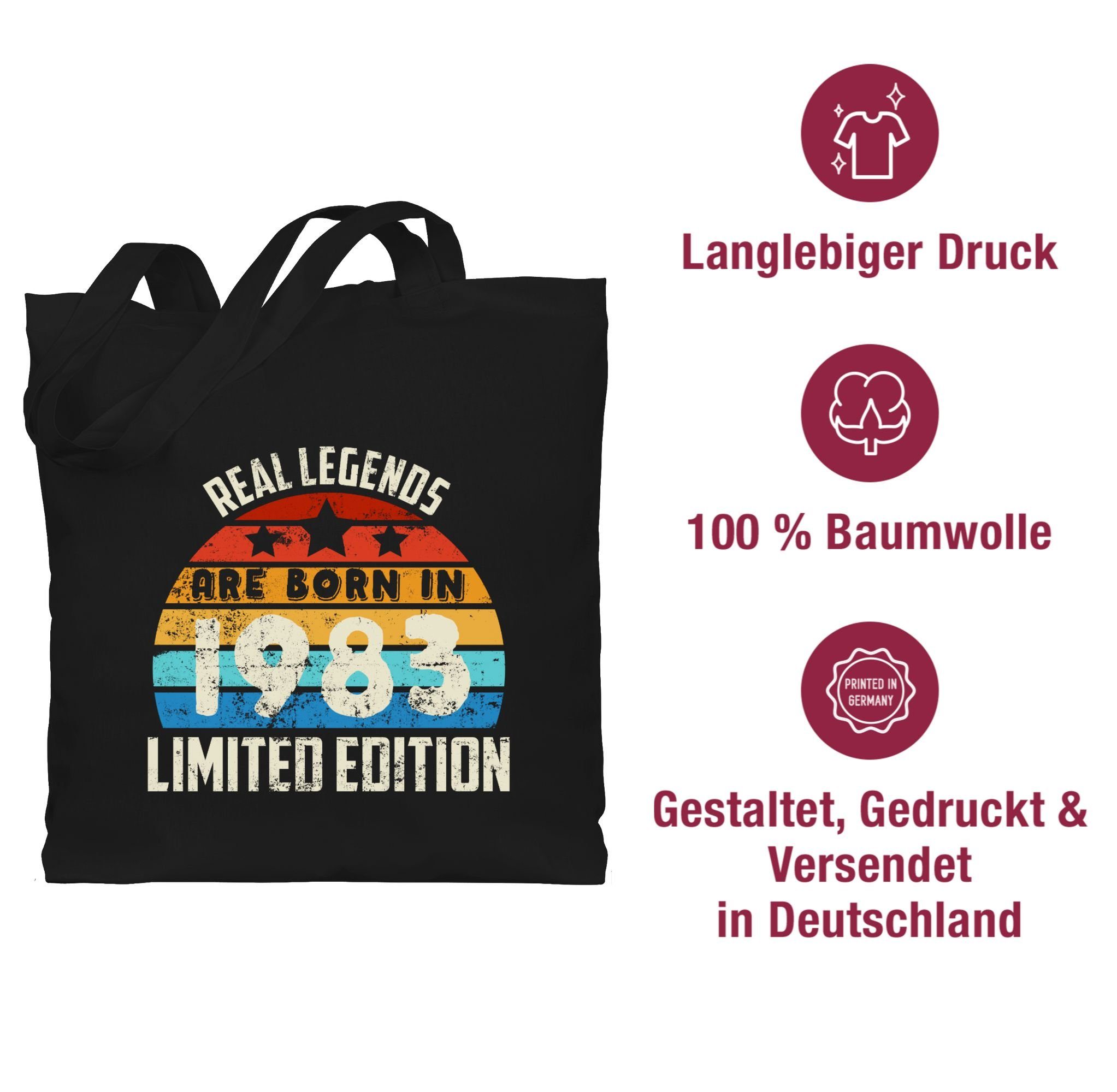 Vierzigster, Edition 40. Schwarz born Geburtstag are Vintage Real Limited in 1983 Umhängetasche Legends Shirtracer 2