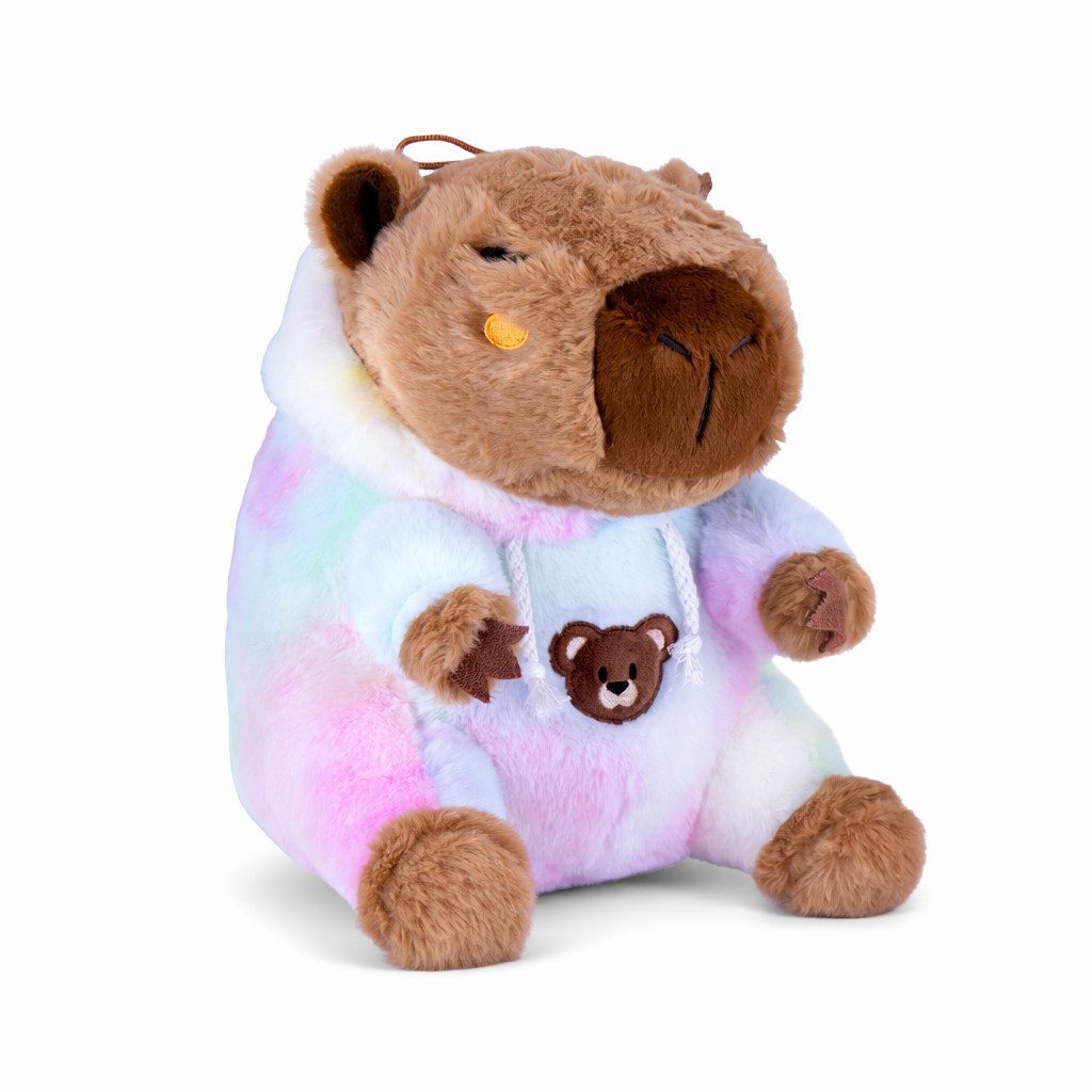 soma Kuscheltier Capybara Kuscheltier braun 25 cm Plüsch mit Hoddie bunt rosa weiß (Set, 1-St., Geschenk-Set), Weiches Plüschtier 25 cm, niedliches Design, hochwertig verarbeitet