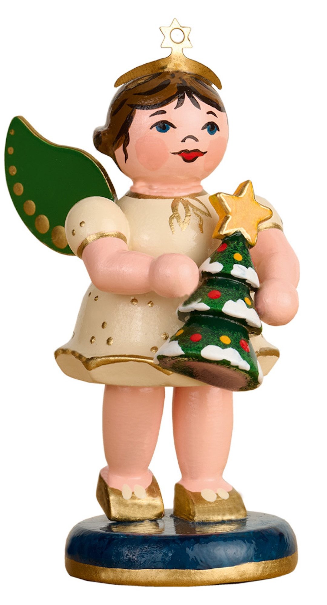 Hubrig Volkskunst Zschorlau Erzgebirge Engelfigur Hubrig Engel mit Tannenbaum