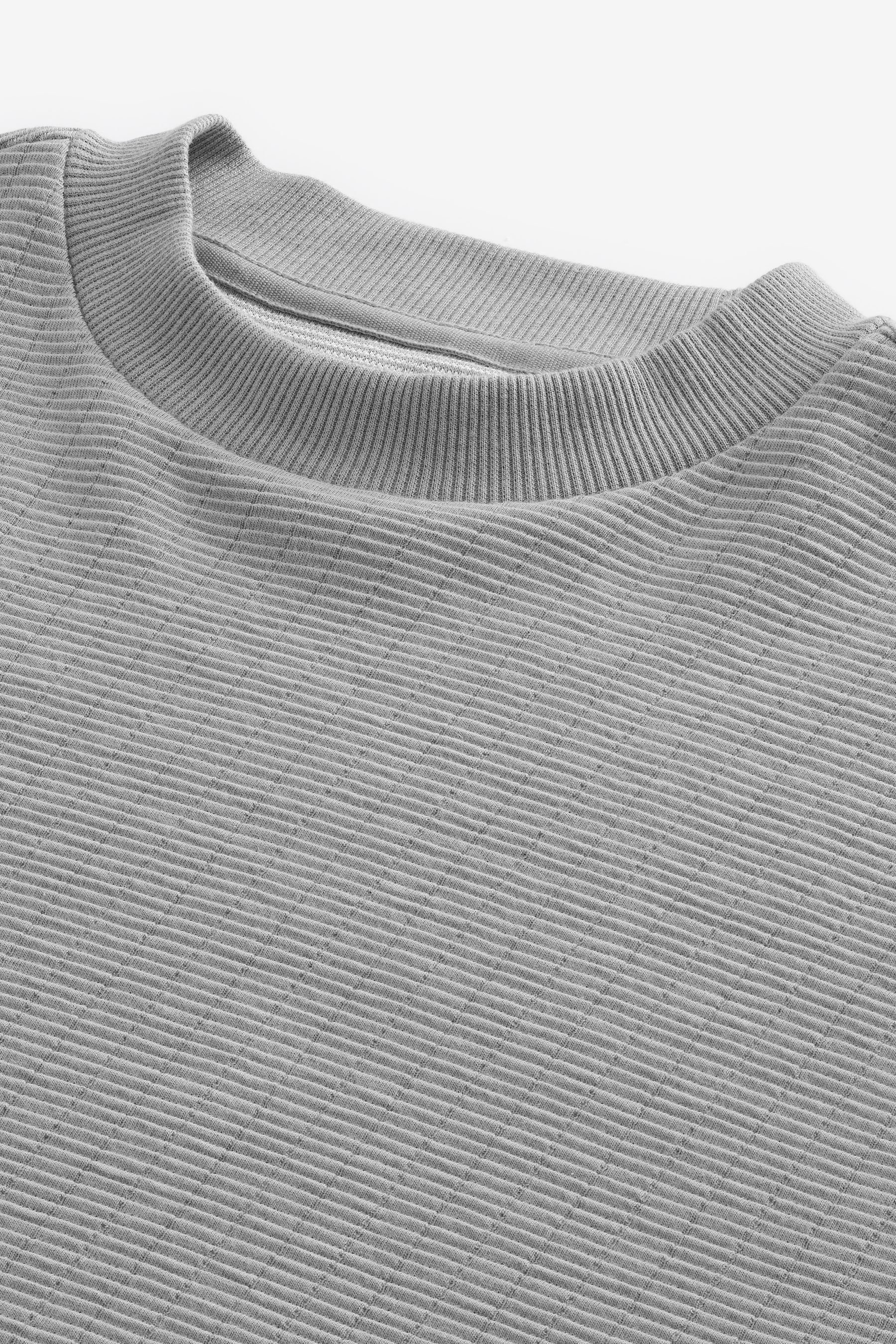 Next Langarmshirt (1-tlg) Strukturiertes Shirt mit Rundhalsausschnitt Grey