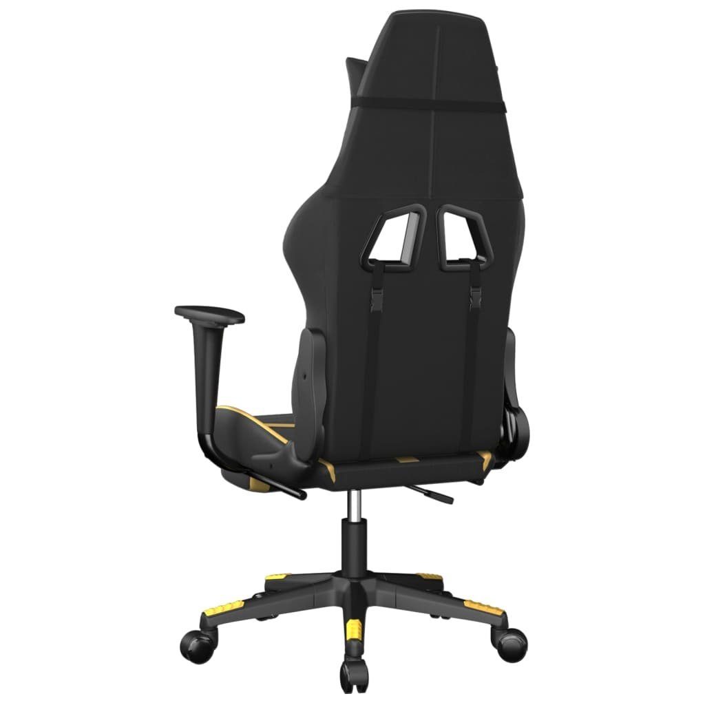 furnicato Gaming-Stuhl Kunstleder und Golden Fußstütze (1 St) Schwarz mit