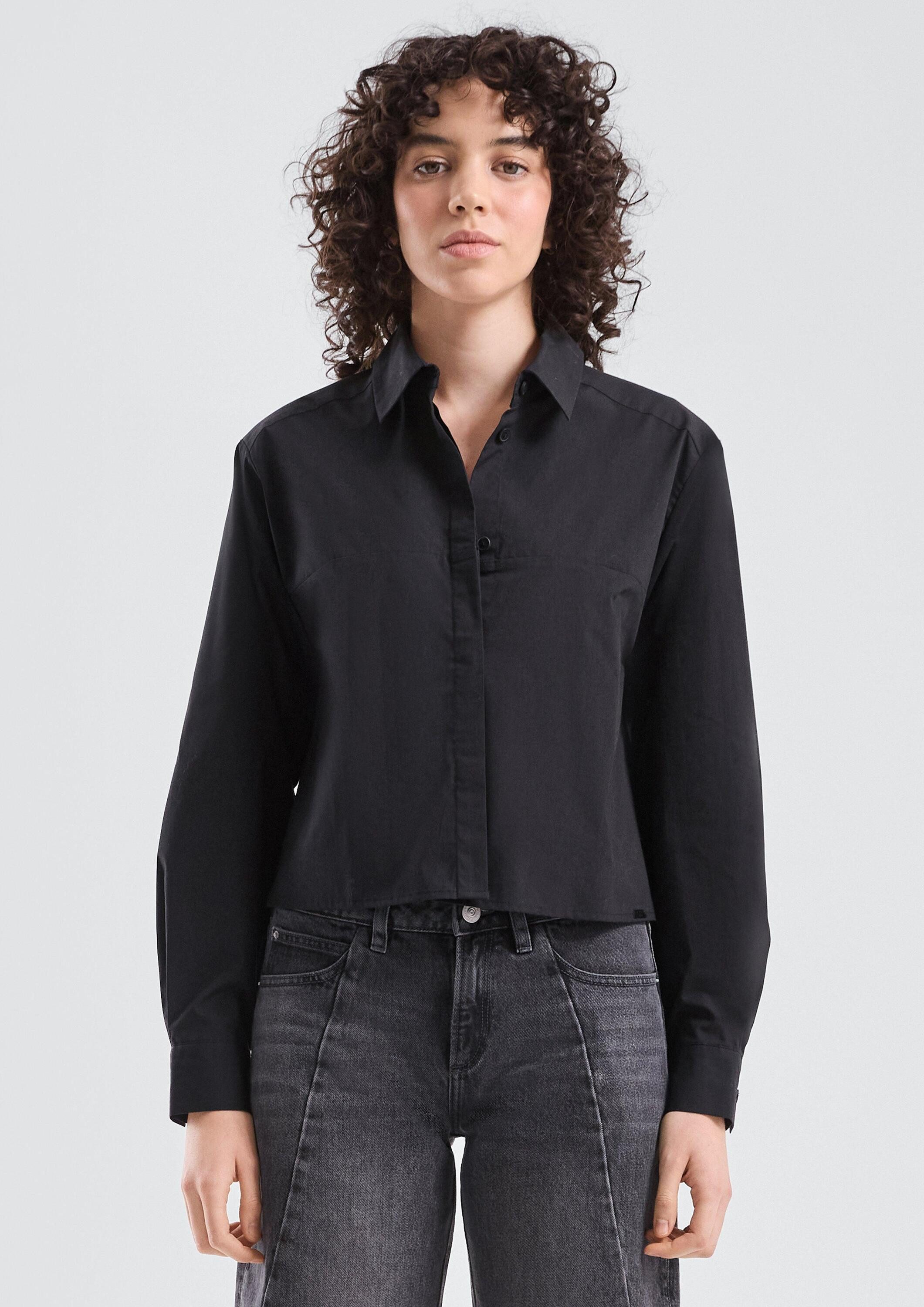 QS Langarmbluse Bluse Durchgeknöpfte Baumwollbluse mit verdeckter Knopfleis günstig online kaufen