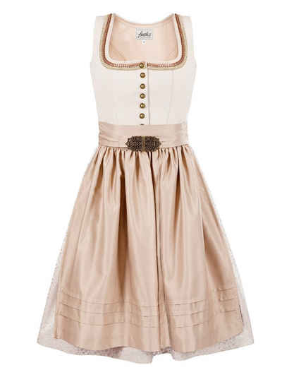 Trachten24.de Dirndl Midi Dirndl Fanny beige (2-tlg) Rockteil 65cm