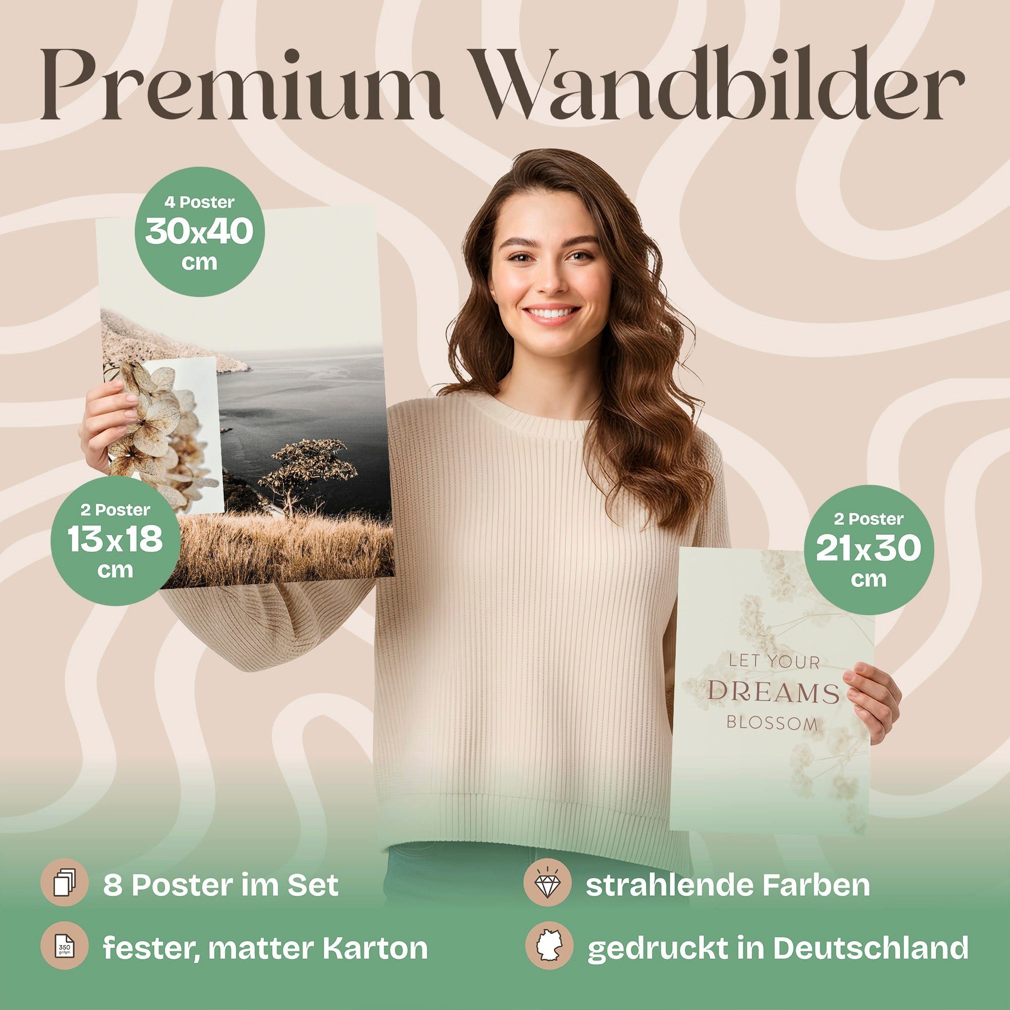 ARTFAVES Bilder-Collage Poster Set Beige Vintage Nature I mehrteilige Bilderwand I Wandbilder, (Wandbilder modern, 8 St) – Bild 4 von 5
