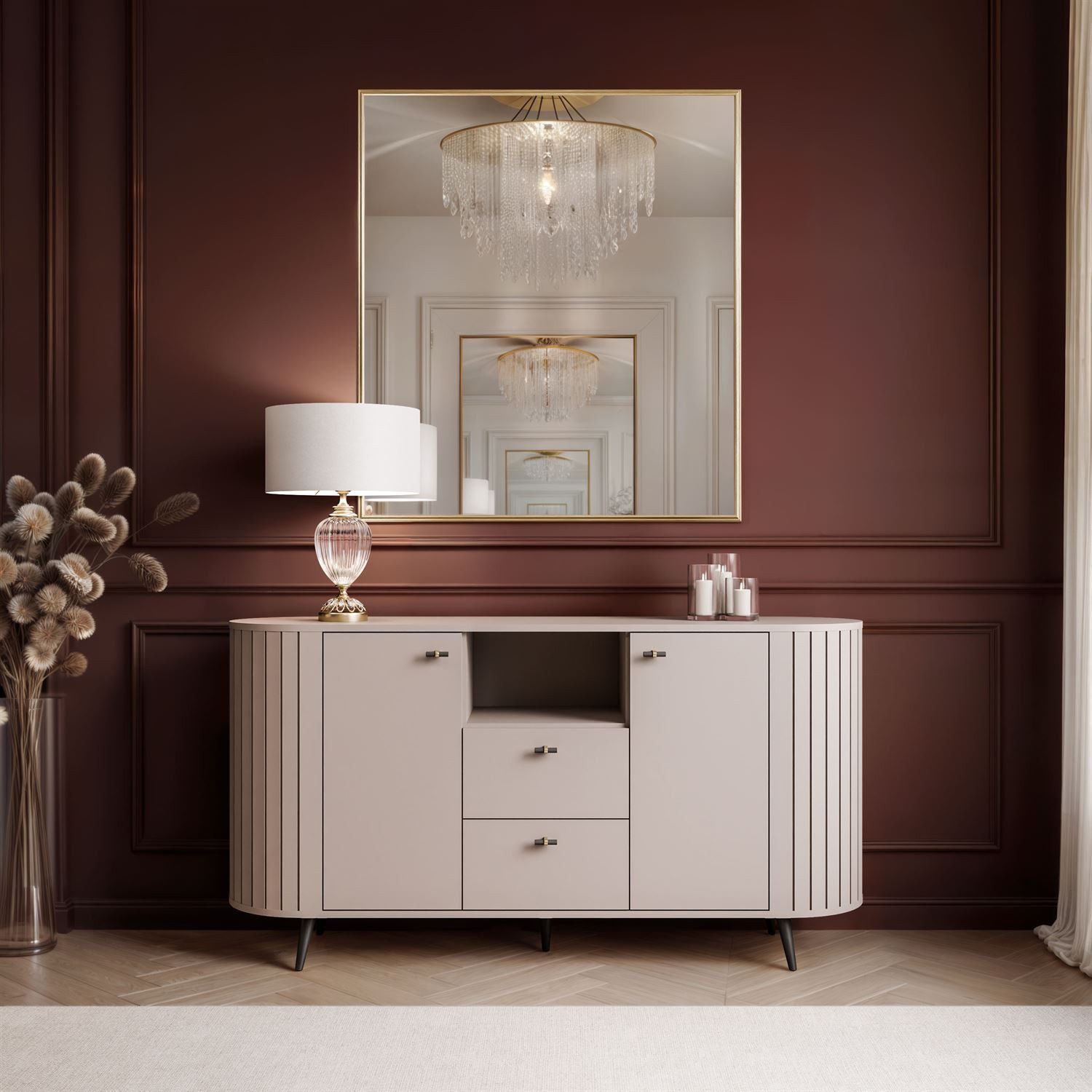 Lookway Kommode ELODIE II 150 cm mit gefrästen Fronten und Soft-Close-System