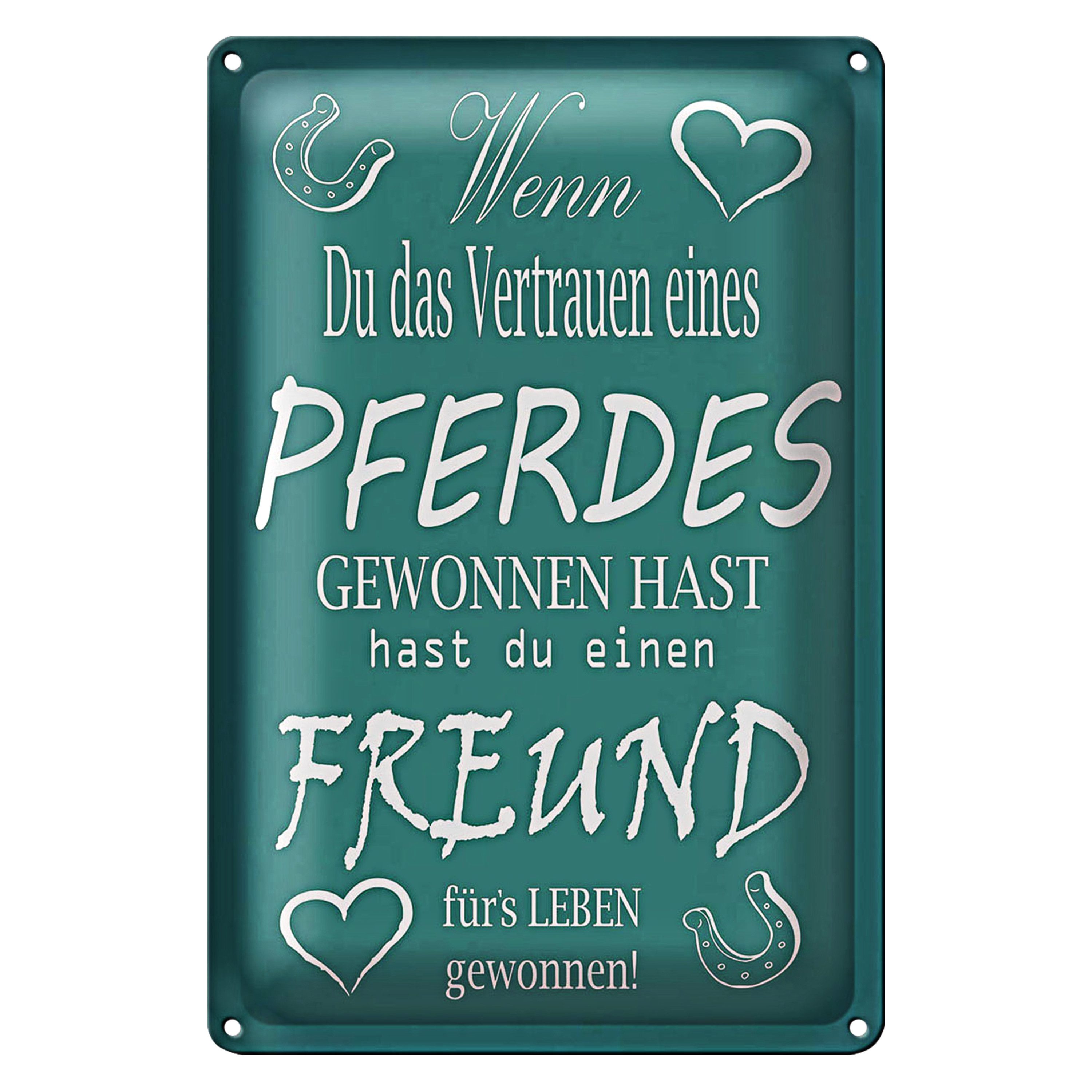Metallschild Spruch 12x18cm Wenn du Vertrauen eines Pferdes