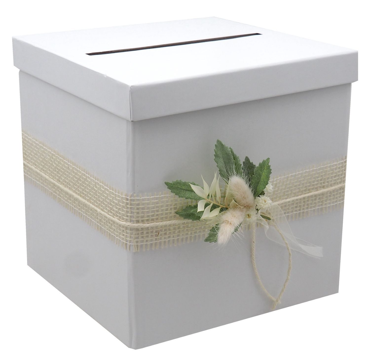 ZauberDeko Geschenkbox Briefbox Kartenbox Hochzeit Vintage Trockenblumen Creme Geldgeschenk