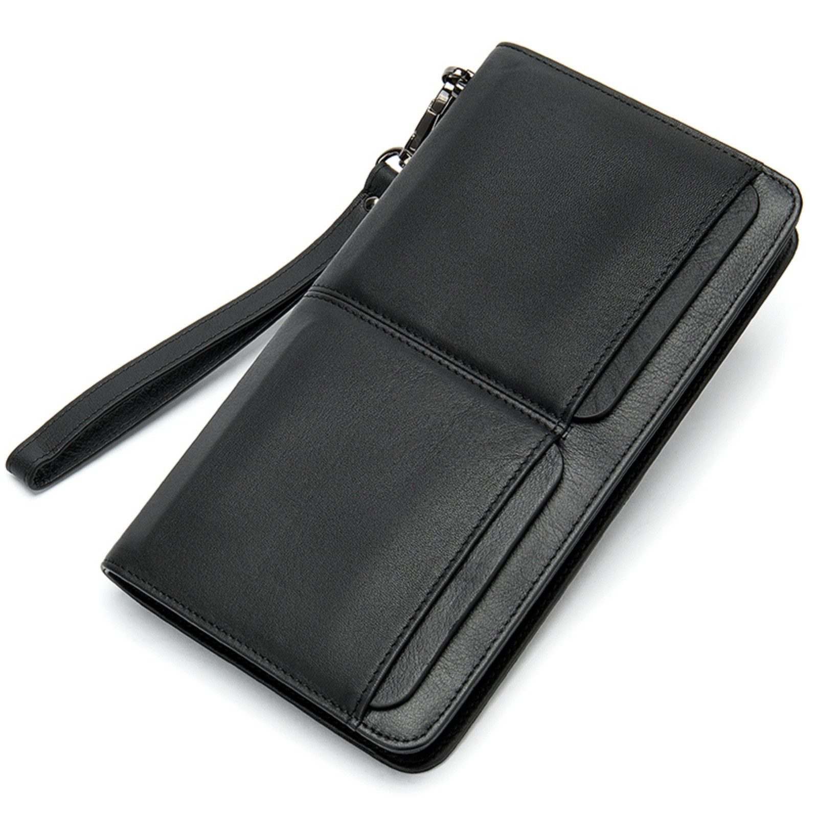 Clutch Herren Geldbörse Echtleder Kartenhalter Organizer Große Kapazität