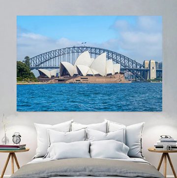 TPFLiving Kunstdruck (OHNE RAHMEN) Poster - Leinwand - Wandbild, Herrlicher Blick auf das Opernhaus Sydney Australien Leinwandgemälde (Leinwandbild XXL), Farben: Blau, Weiß, Schwarz, Orange, Gelb -Größe: 20x30cm