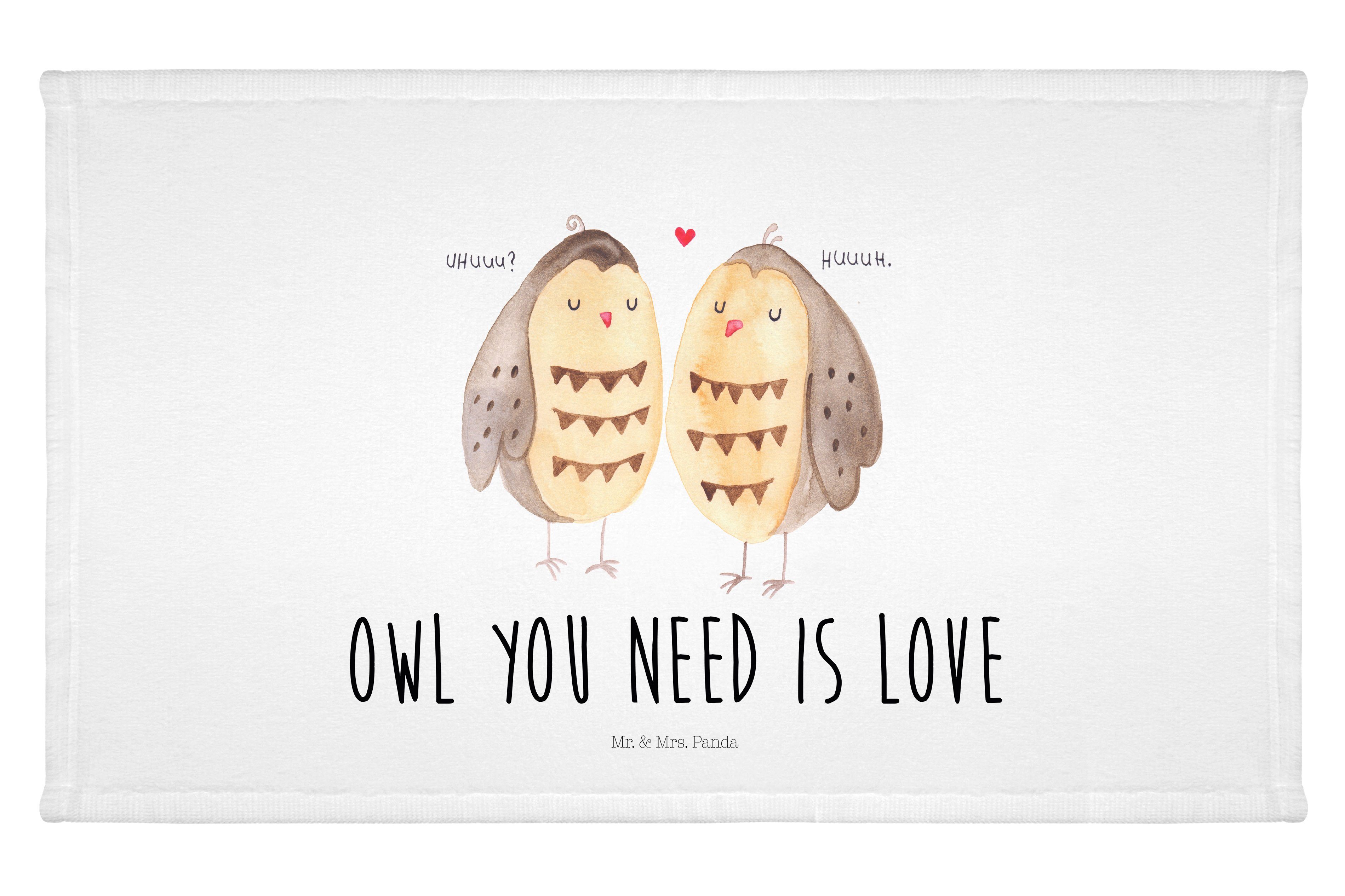 Handtuch Eulen Liebe - Weiß - Geschenk, Freundin Geschenk, verliebt, Gästetuch