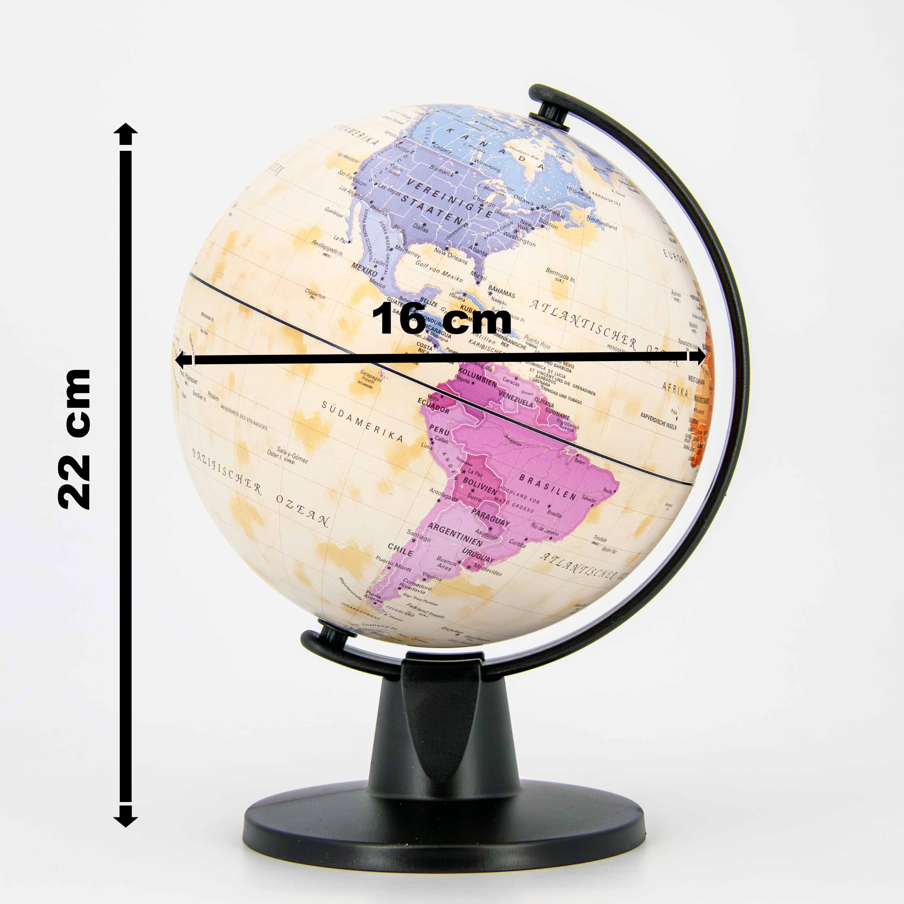 Interkart Landkarten & Globen GmbH Globus Mini Leuchtglobus in Deutsch - Vintage Stil- Inkl. USB-Kabel