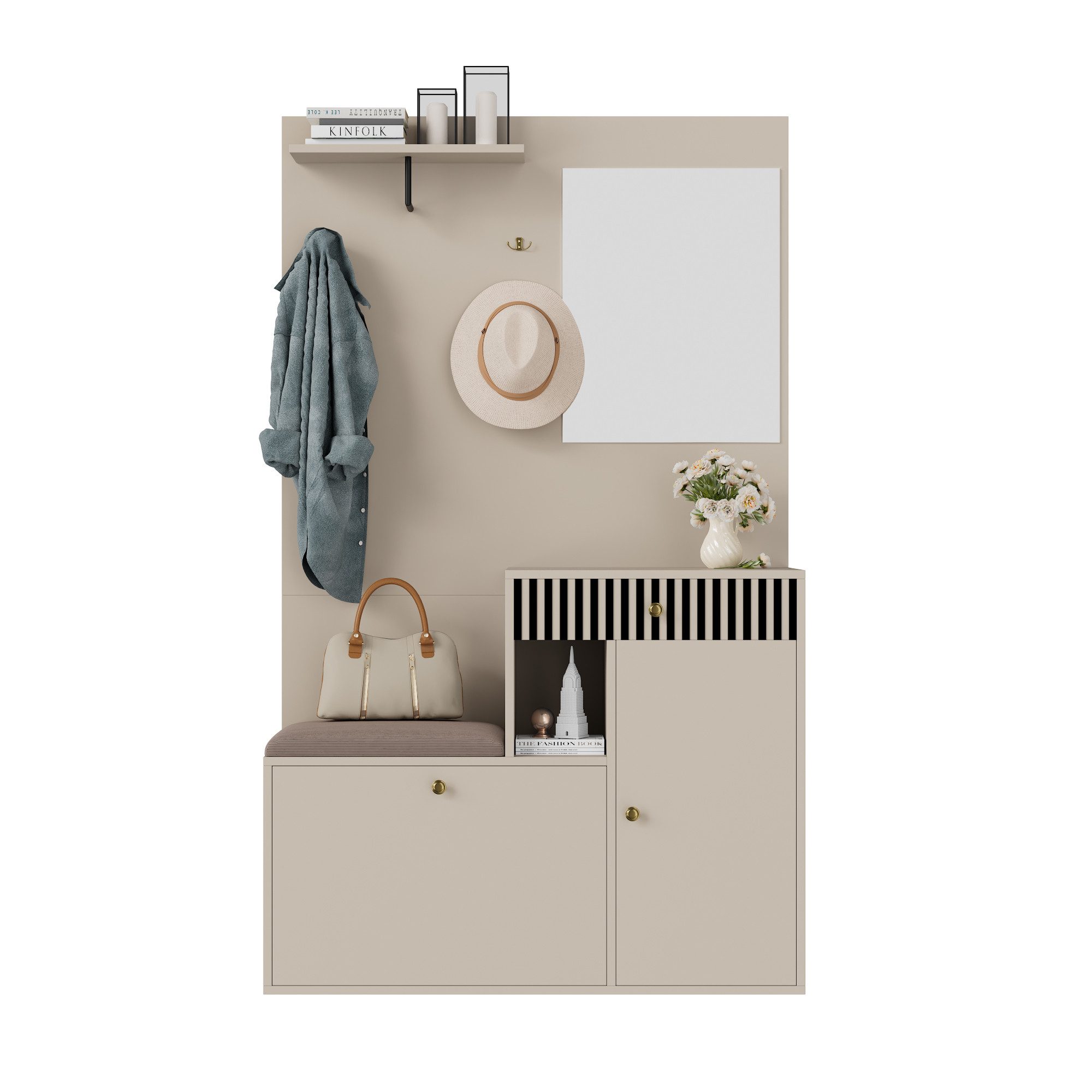 KLAM HOME Garderoben-Set Garderobenset mit Spiegel günstig online kaufen