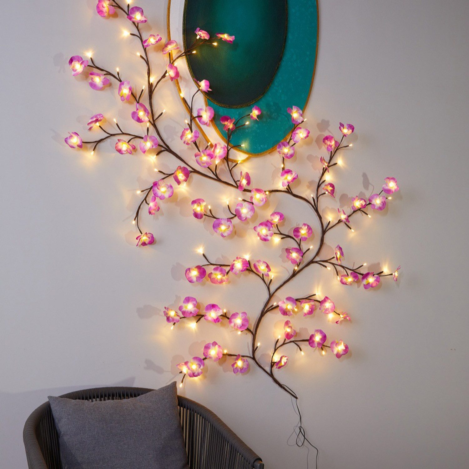 MUPOO Leuchtzweig LED-Dekolicht,1.8M/2.3M LED Baum Wandleuchte,LED Lichterkette, Willow Vine Baum,Weihnachtsdeko,LED fest integriert,Warmweiß