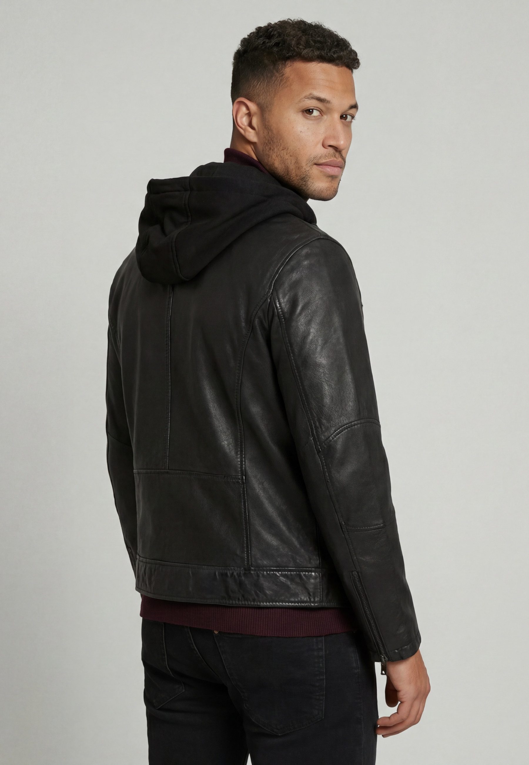 RICANO Lederjacke Fabio Klassische Lederjacke mit abnehmbarer Kapuze