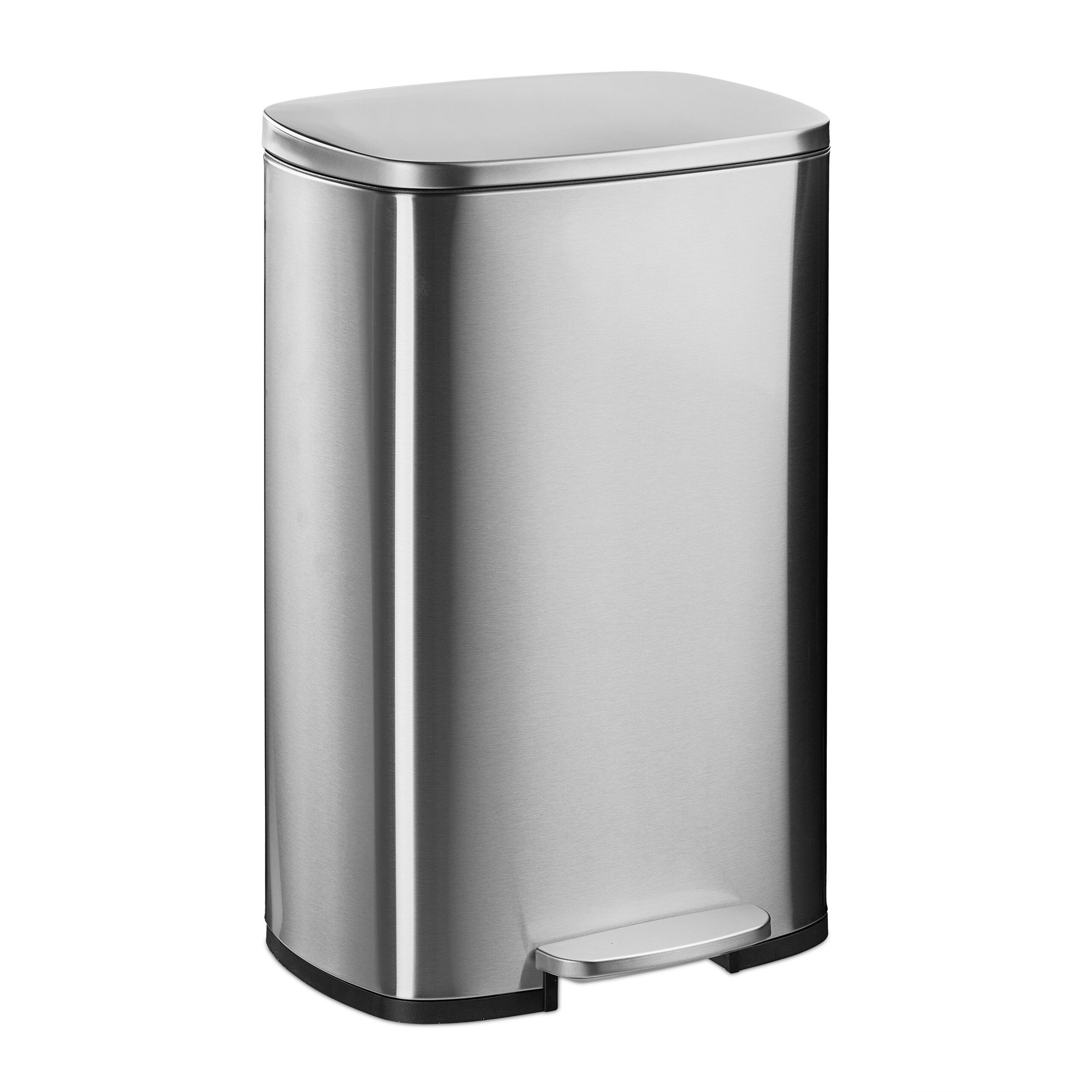 relaxdays Mülleimer Küche 50 Liter, silber
