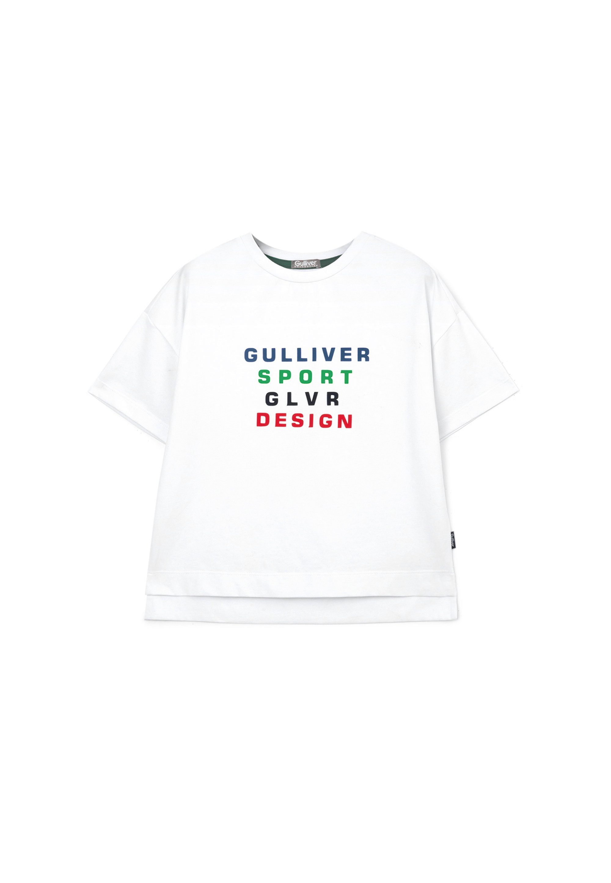 T-Shirt buntem Frontprint mit Gulliver