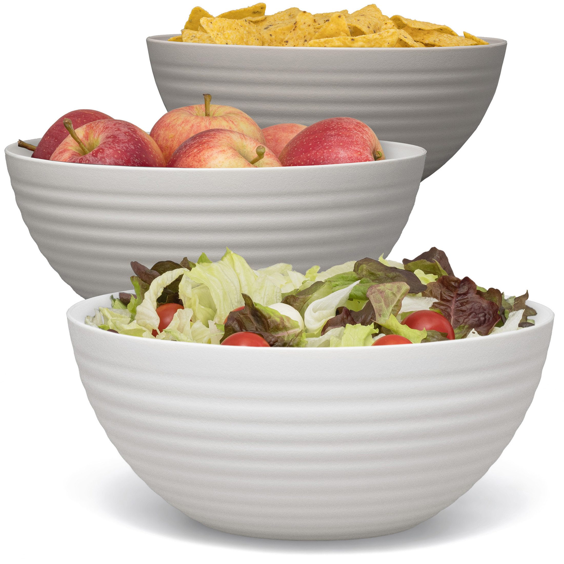 Servierschüssel Salatschüssel Set Schüsseln für Salat, Chips, Obst in Beige