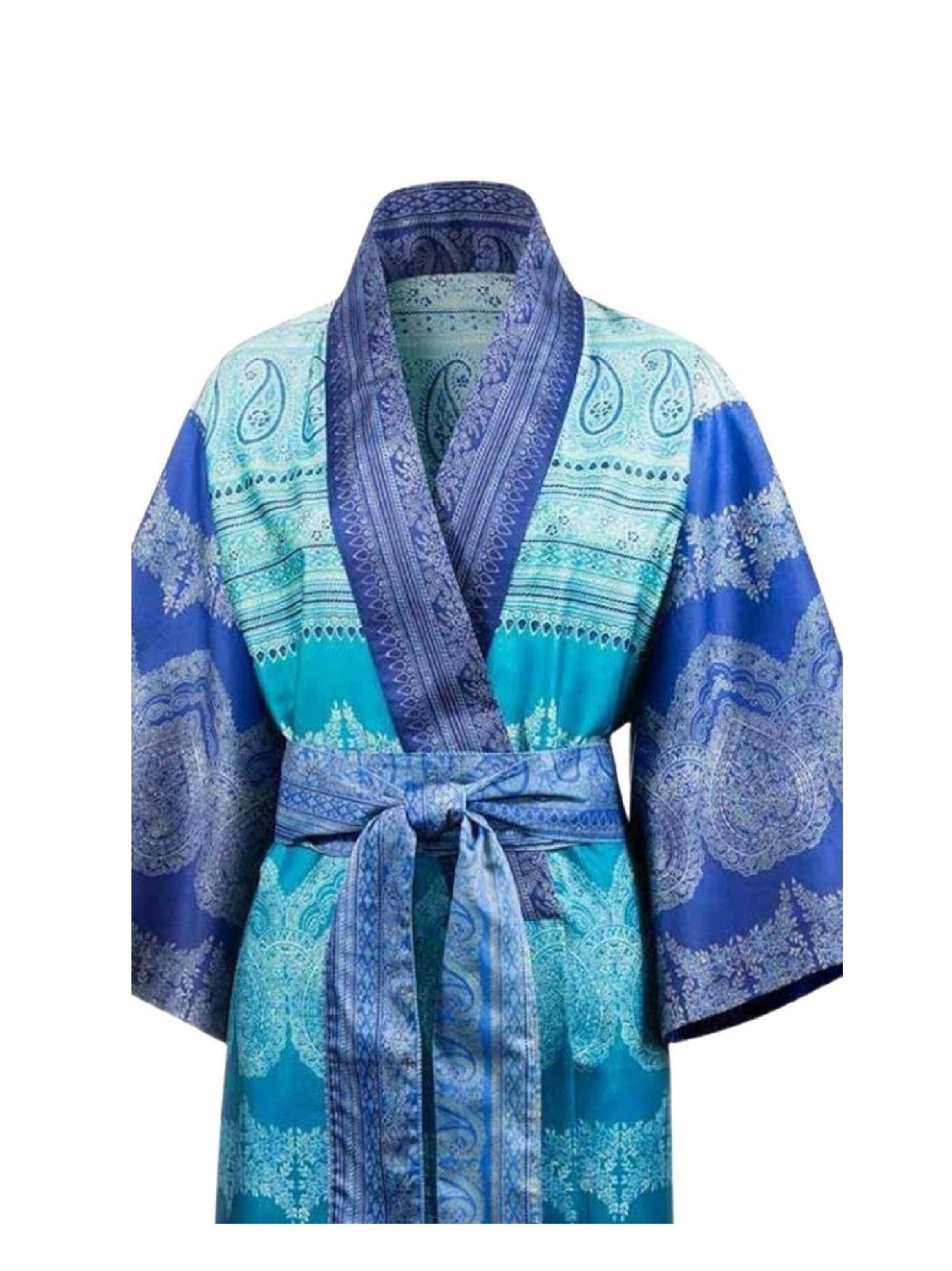 Bassetti Kimono BRUNELLESCHI, midi, Baumwolle, Gürtel, aus satinierter Baumwolle