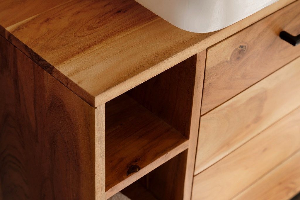 Main Möbel Waschbeckenunterschrank Waschbeckenunterschrank 80x60cm 'Albany' Akazie massiv lackiert