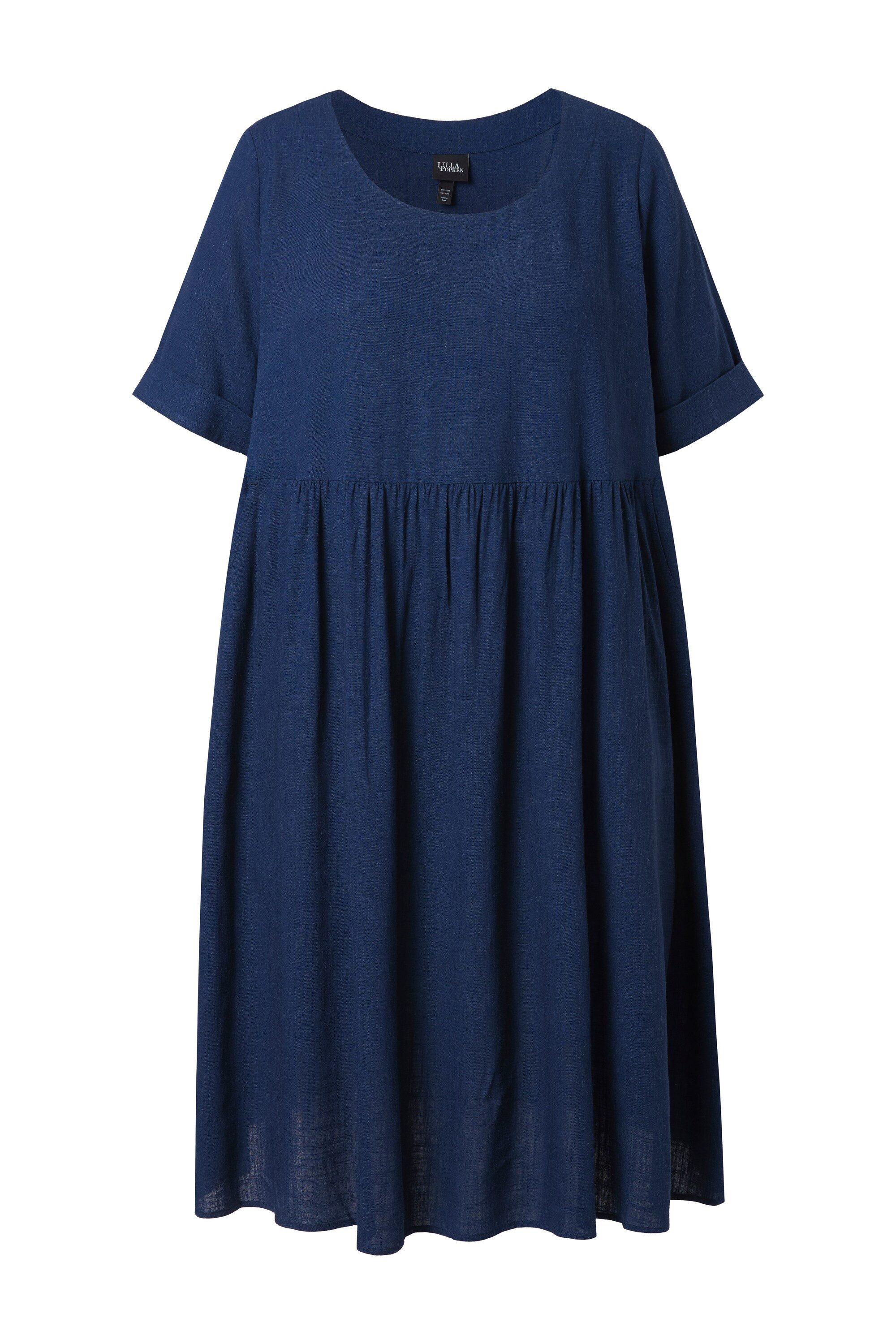 Ulla Popken Jerseykleid Kleid Leinenmix A-Linie Rundhals Halbarm