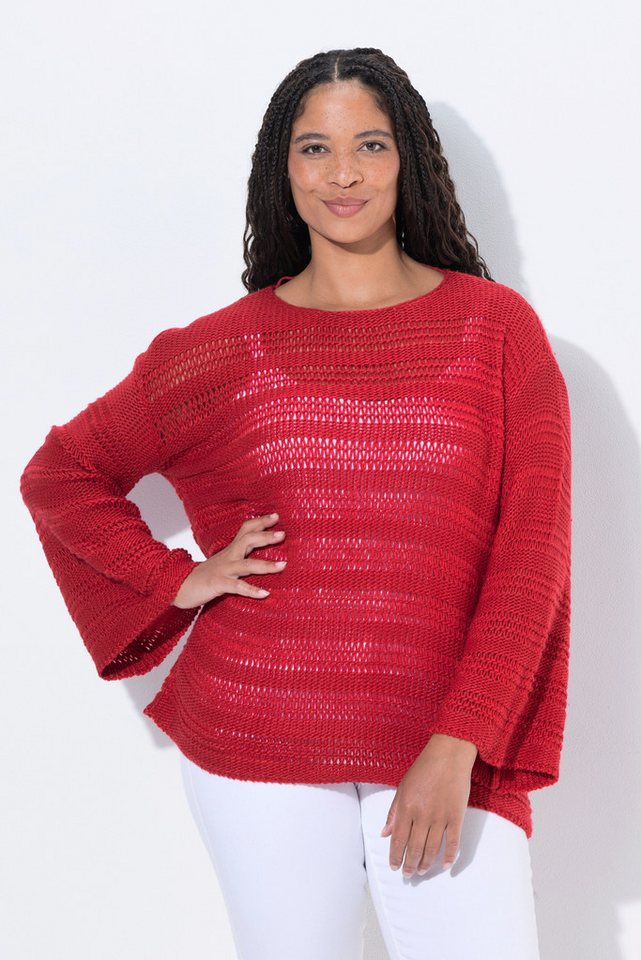 Angel of Style Strickpullover Pullover Boxy Fit Lochstrick Langarm