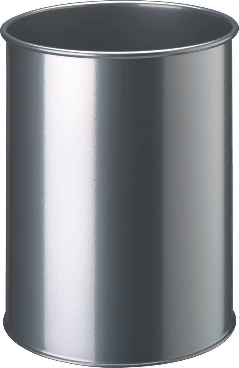 DURABLE Papierkorb 330123, 15 Liter, Metall rund, silber