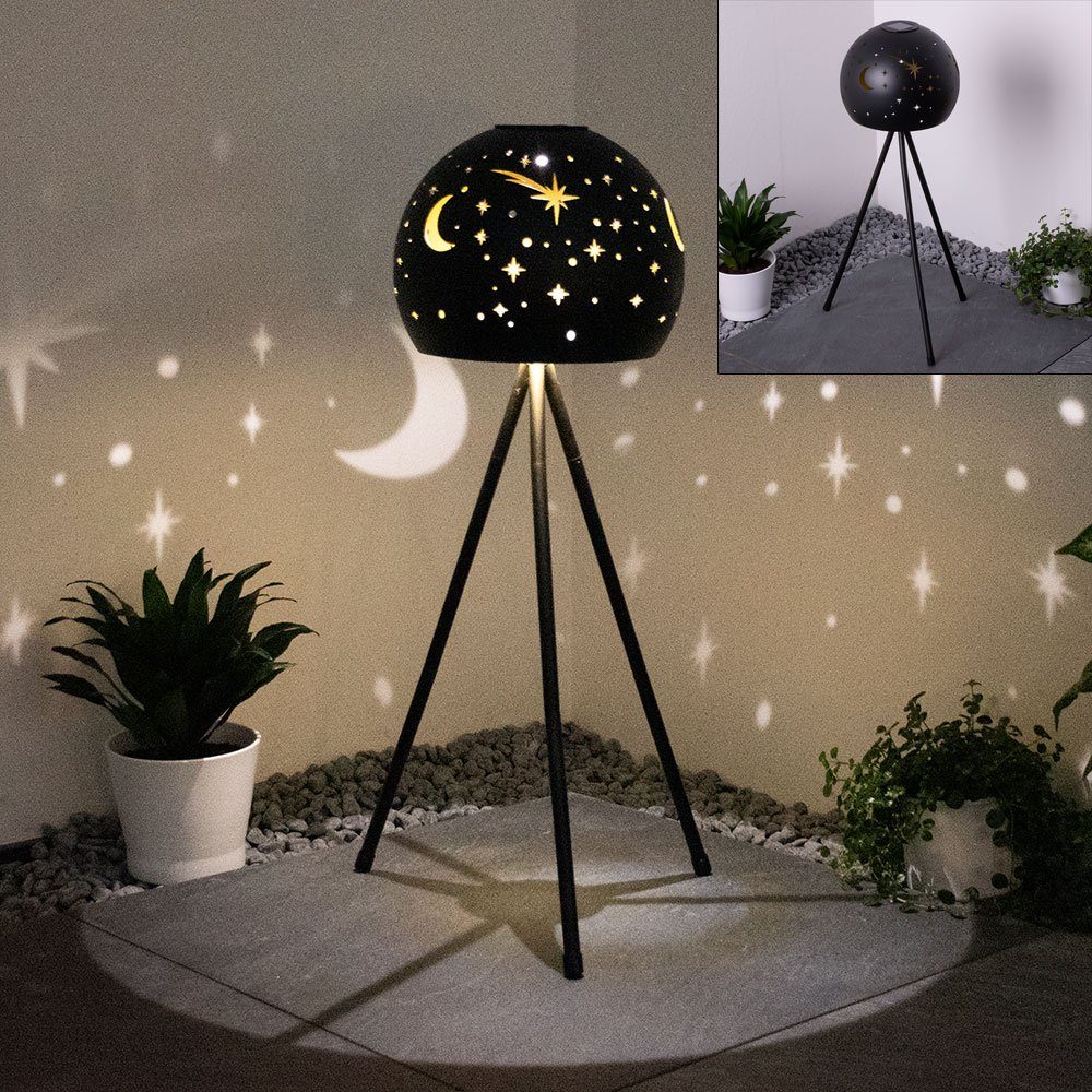 Globo LED AußenStehlampe, LED Solar Steh Leuchte gold schwarz 3Bein