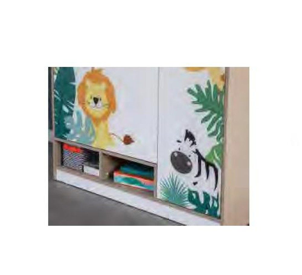 JVmoebel Kinderkleiderschrank Mädchen Kleiderschrank aus massivem Holz in fröhlicher Optik (1-St) Made in Europa