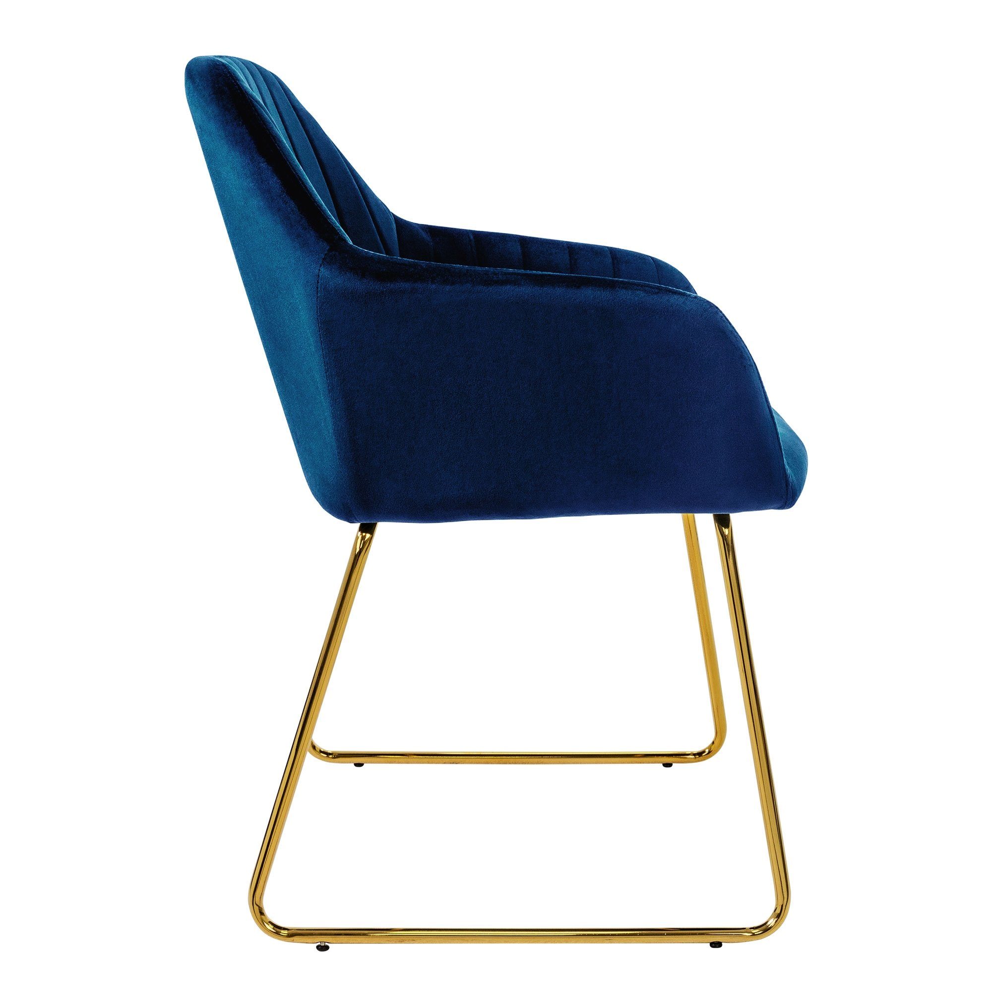 Blau Set Wohnzimmerstühle, Polsterstühle Küchenstühle ML-DESIGN Metallbeine Samtbezug Stuhl 4er ergonomisch