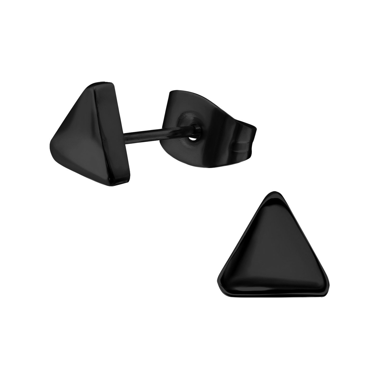 (2 (1 Damen 2-tlg), Dreieck Ohrstecker-Set schwarzes Ohrschmuck BUNGSA Ohrringe Ohrstecker Paar Edelstahl Stück), aus