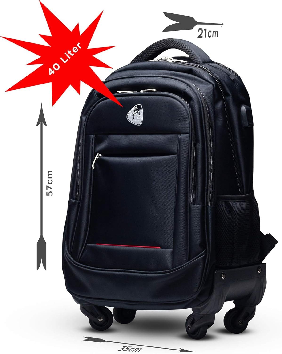 BLITZER Business-Trolley Business Rucksack mit Trolley Funktion 40L oder 60L, externe USB-Schnittstelle integriert