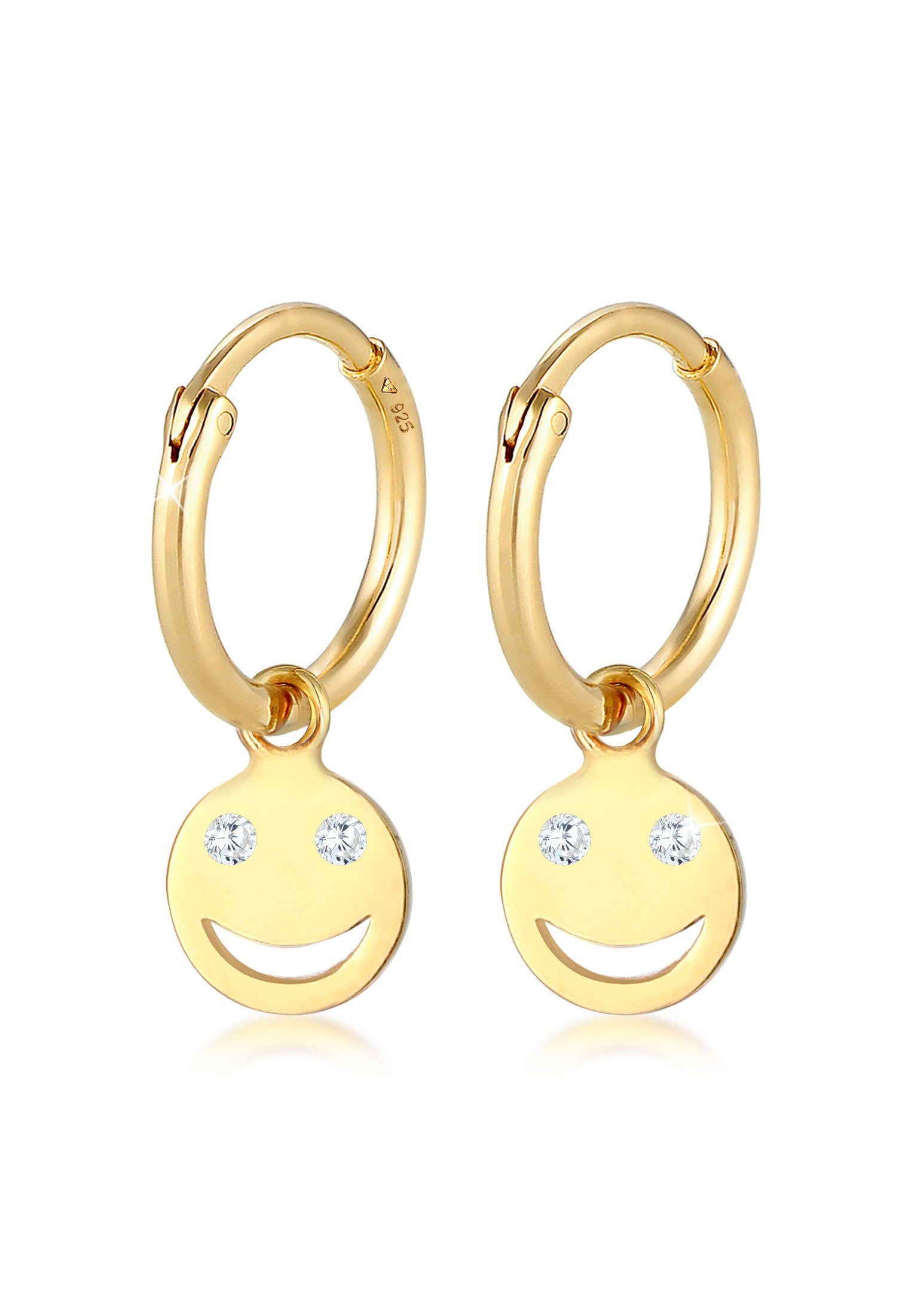 Elli Paar Creolen Creolen Trend Smiling Plättchen 925 Silber Gold
