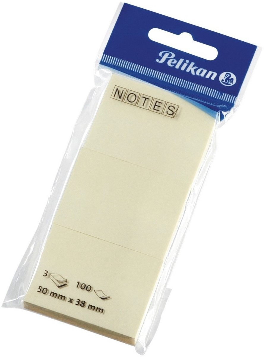 Pelikan Haftnotizblock Notizhaftzettel gelb 50x38mm 3x100 Blatt