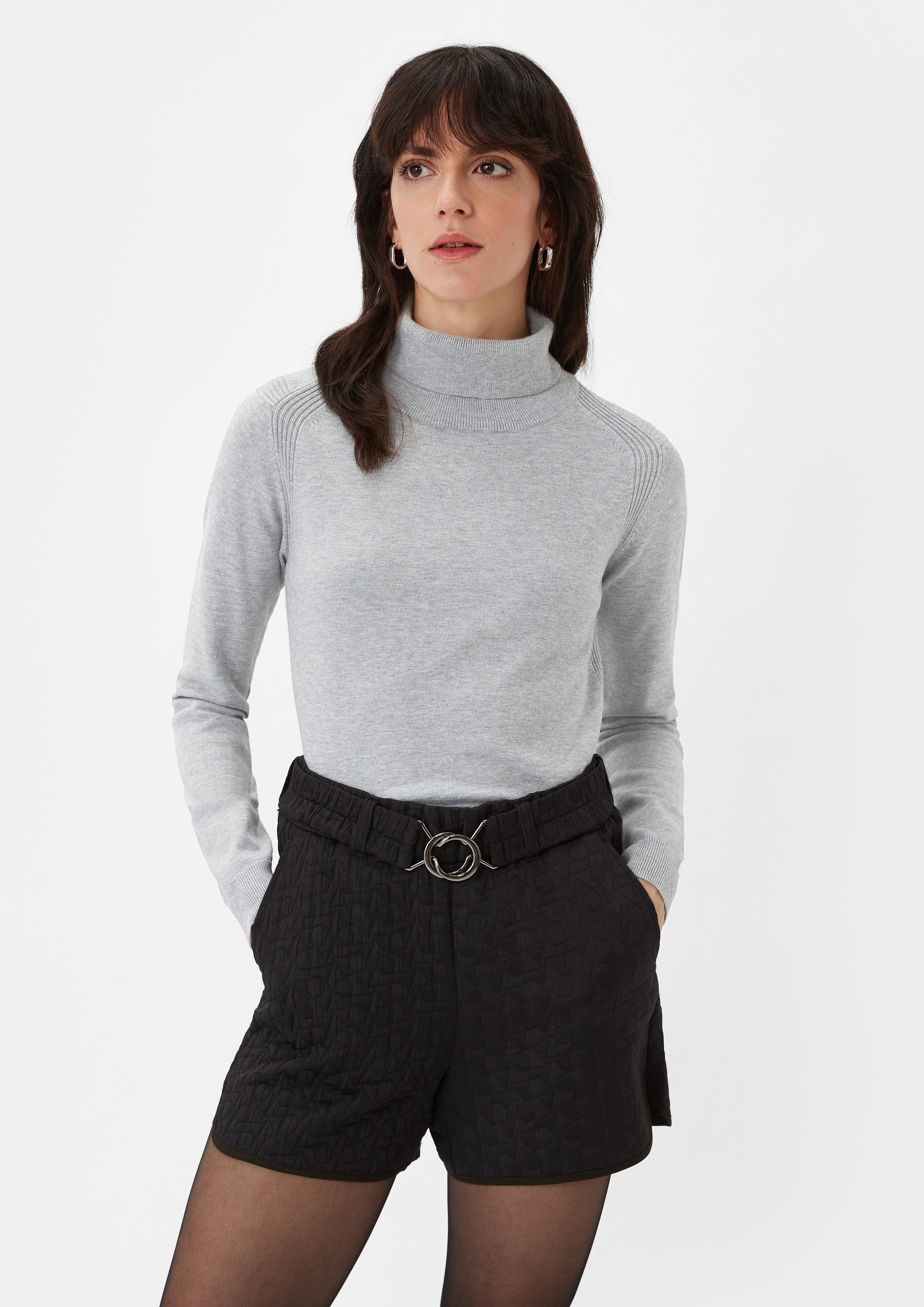 Langarmshirt Strickpullover mit Turtleneck